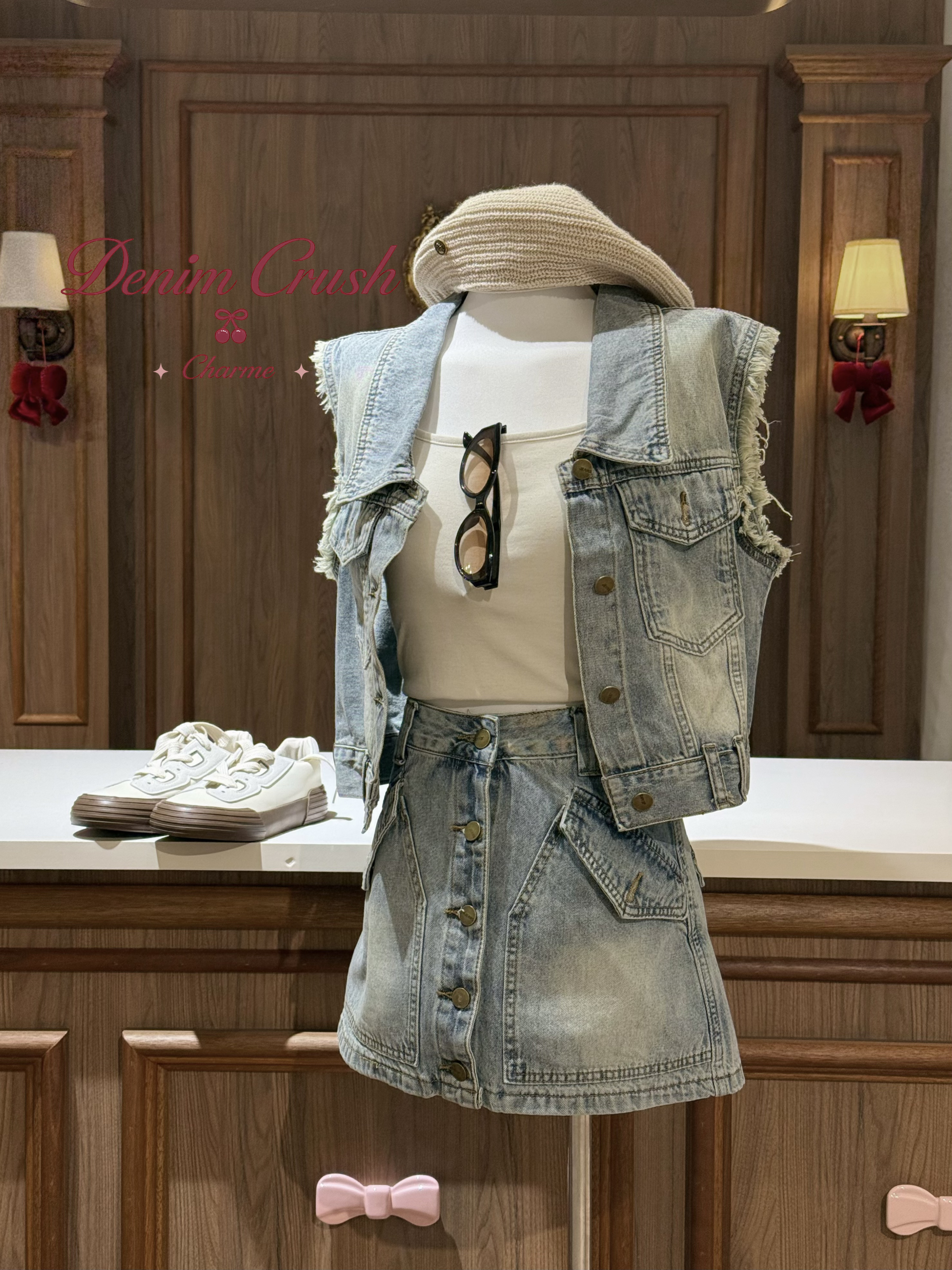 denim two piece set women malaysia
