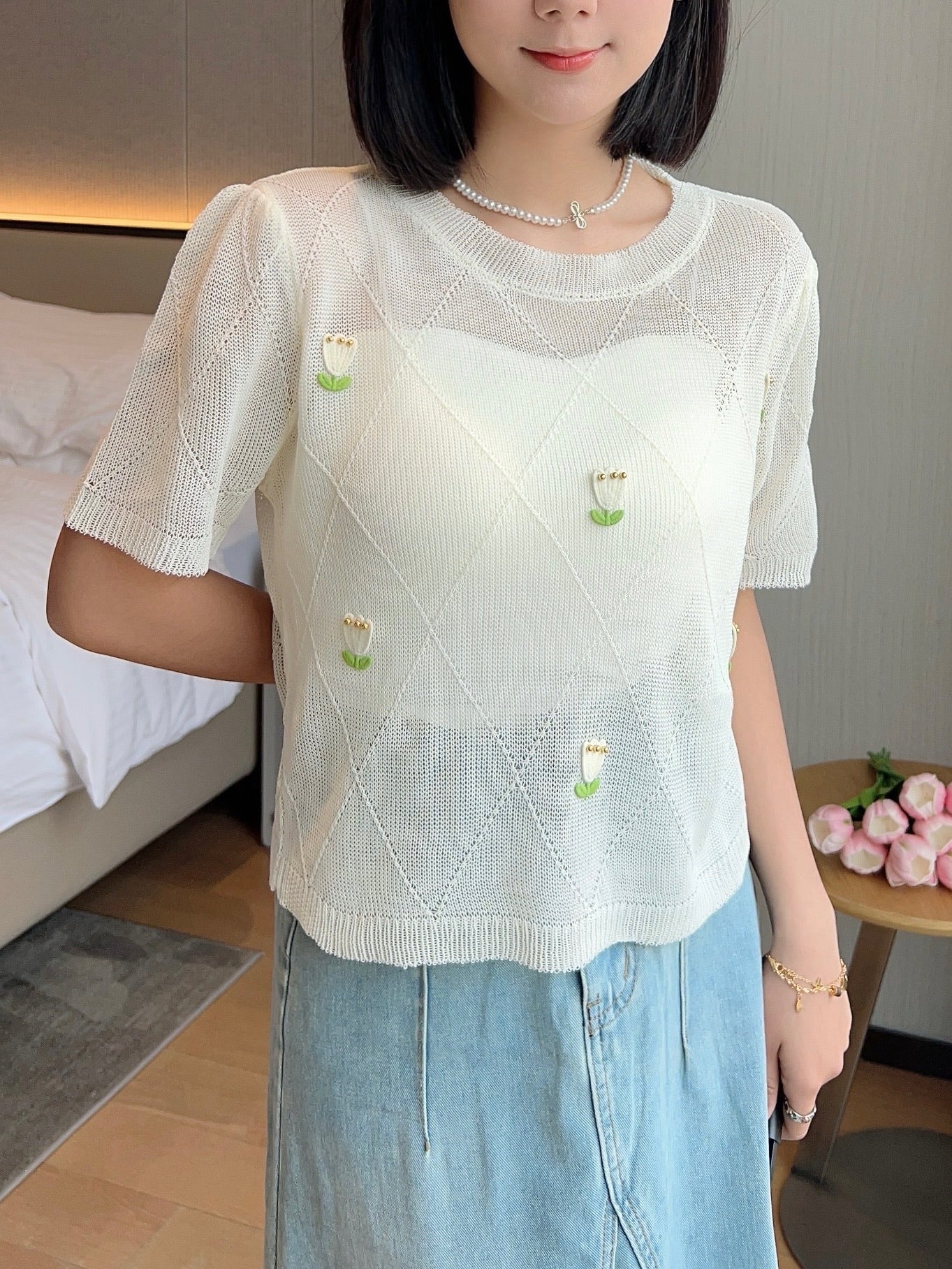 Korea Flowers KnitTop
