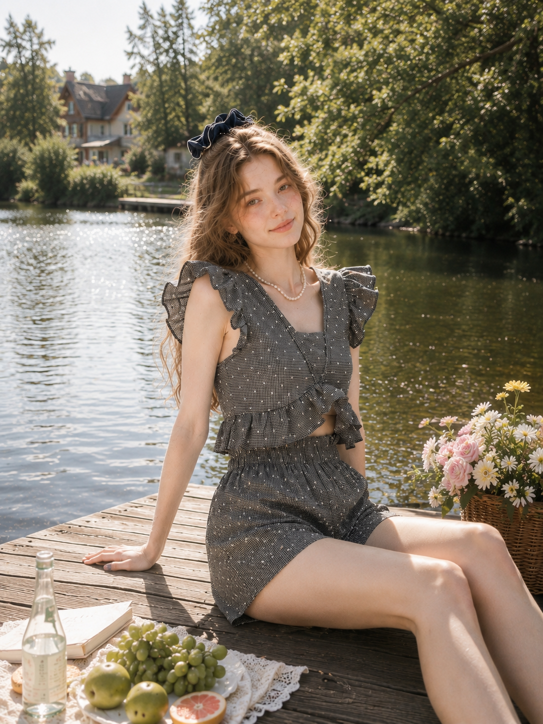 𝘾𝙃𝘼𝙍𝙈𝙀 Starry Ruffle Set(Black)