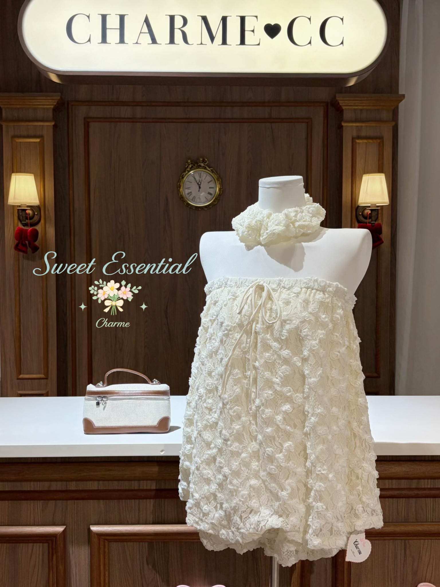 white lace tube dress set women malaysia