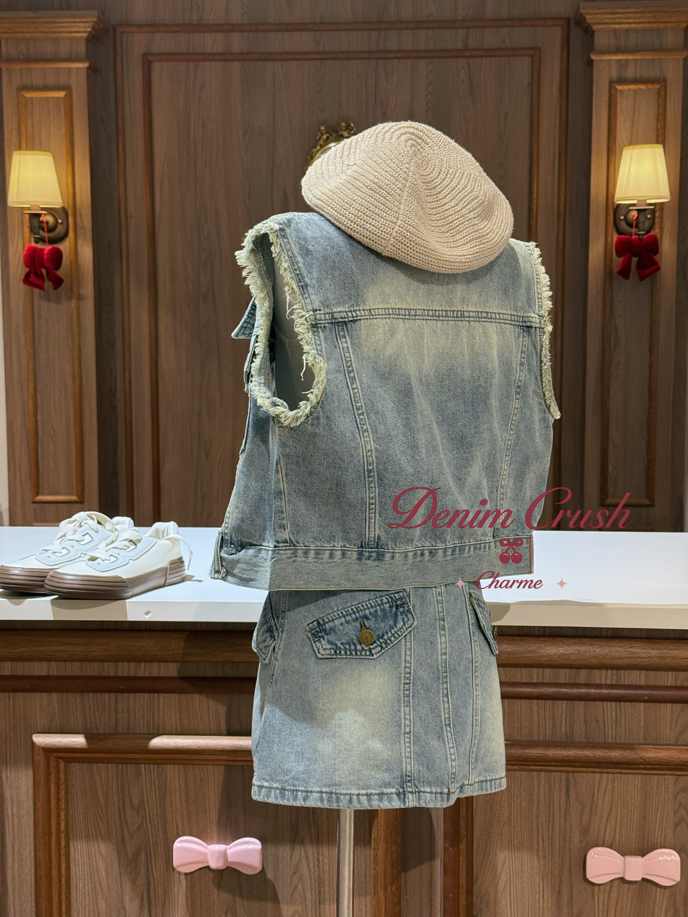 denim two piece set women malaysia