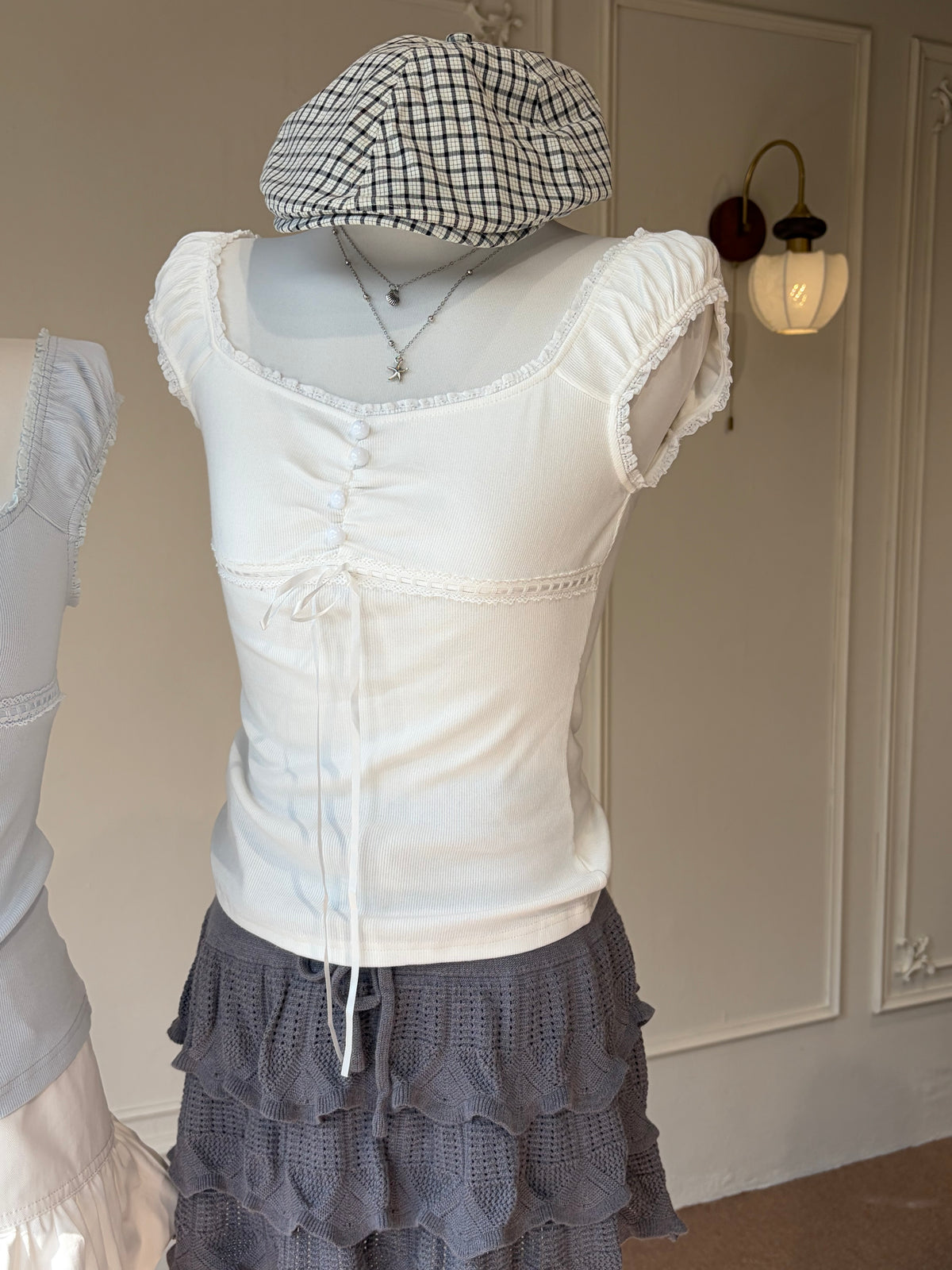 Amélie Lace Ruched Top