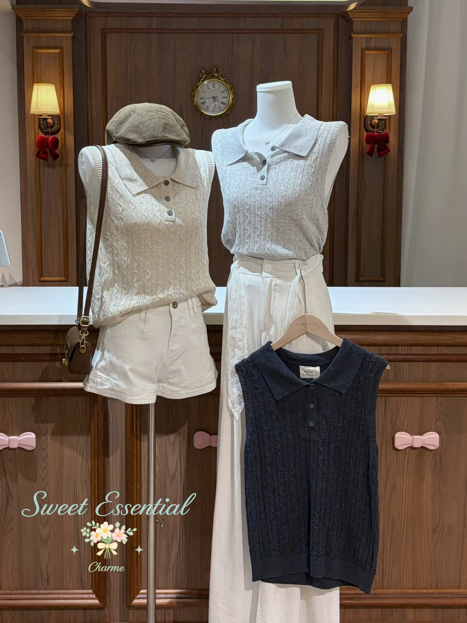 sleeveless collar knit top casual women