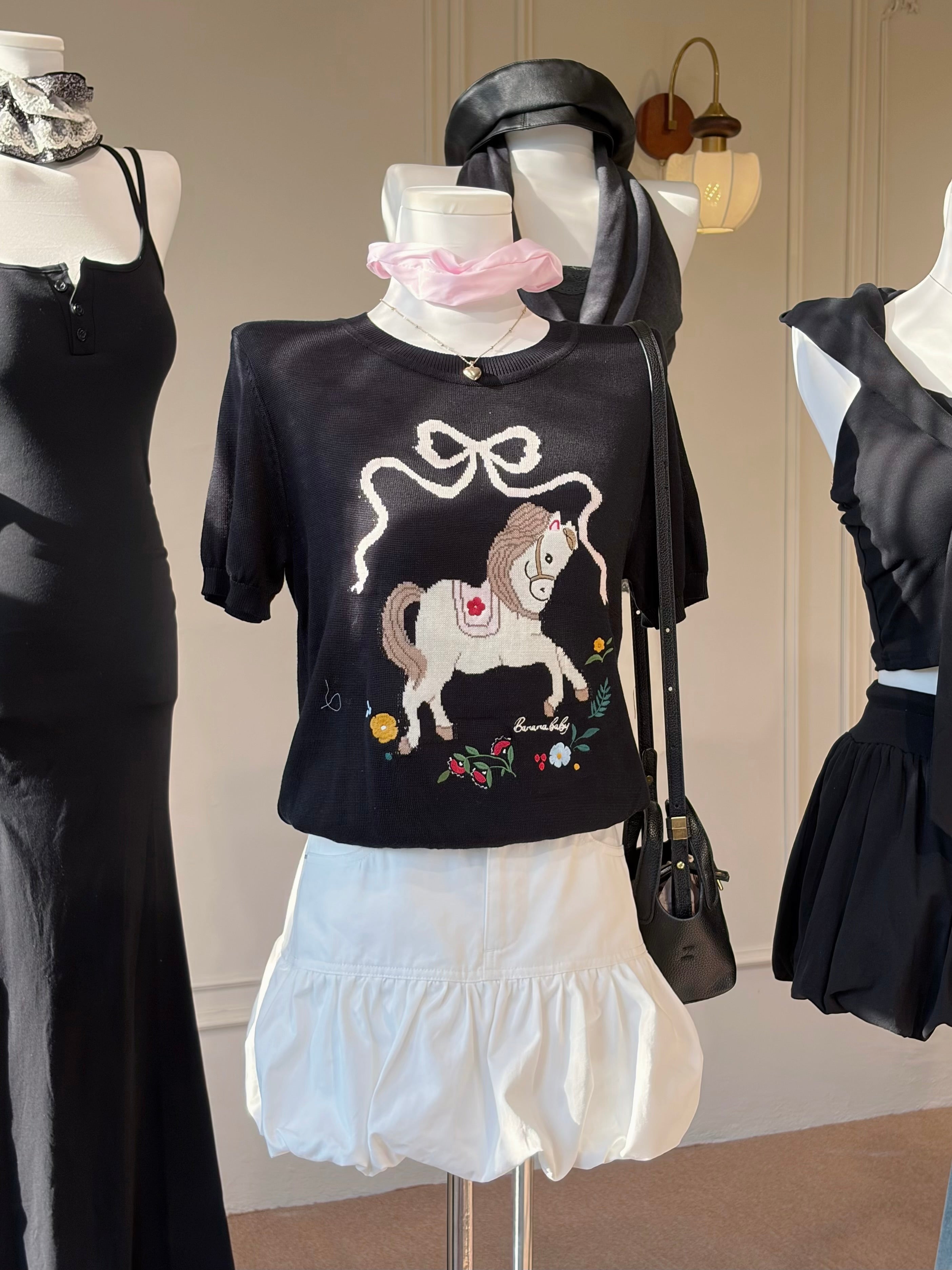 Pony Ribbon Knit Top