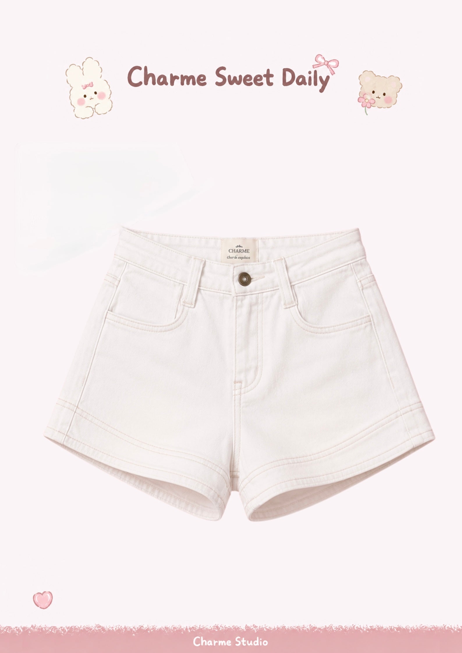 Clara Denim Shorts (White)