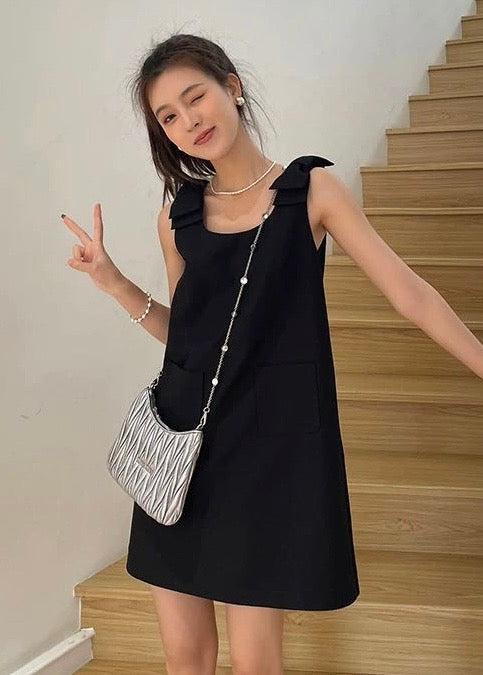 W8742 蝴蝶结奥黛丽法式连身裙