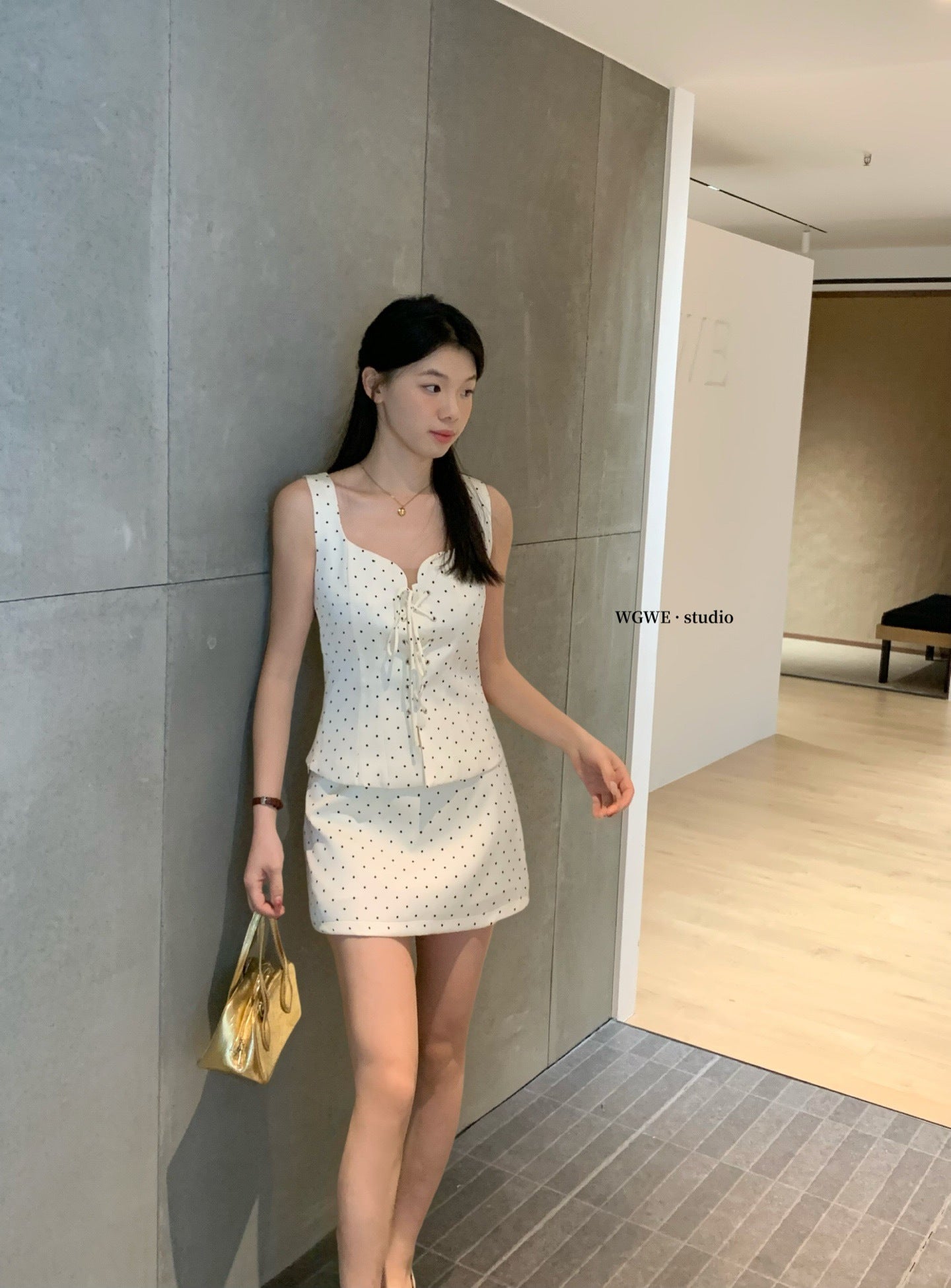 W8685 赫本波点套装