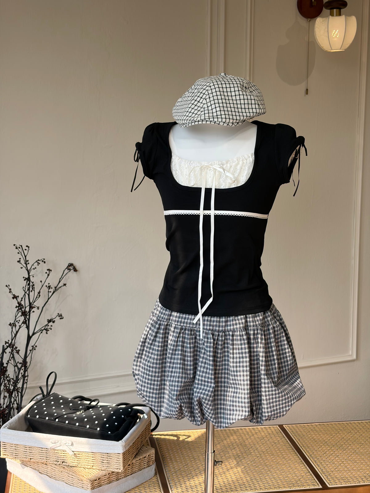Elise Lace Ribbon Top