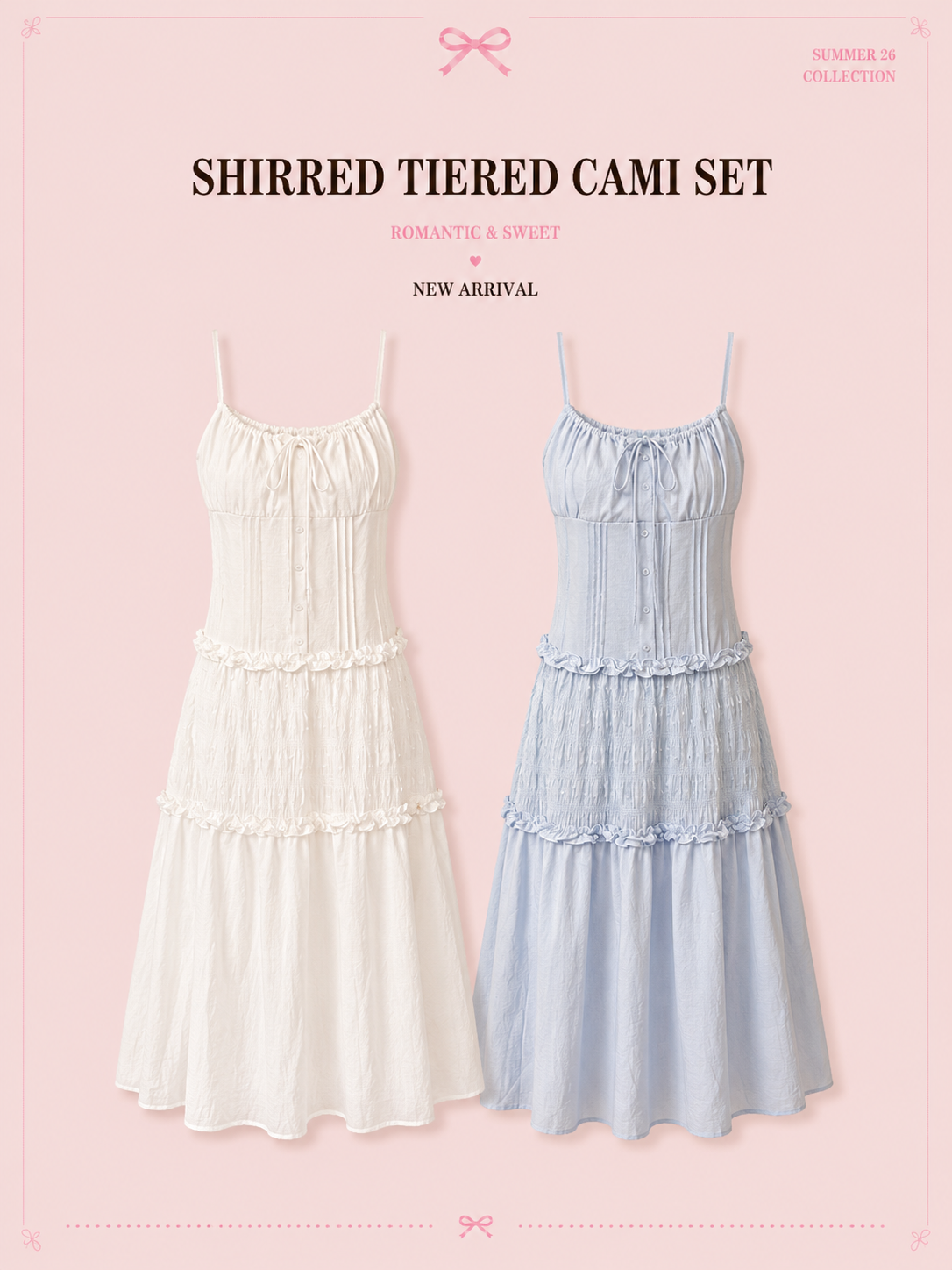 SHIRRED TIERED CAMI SET