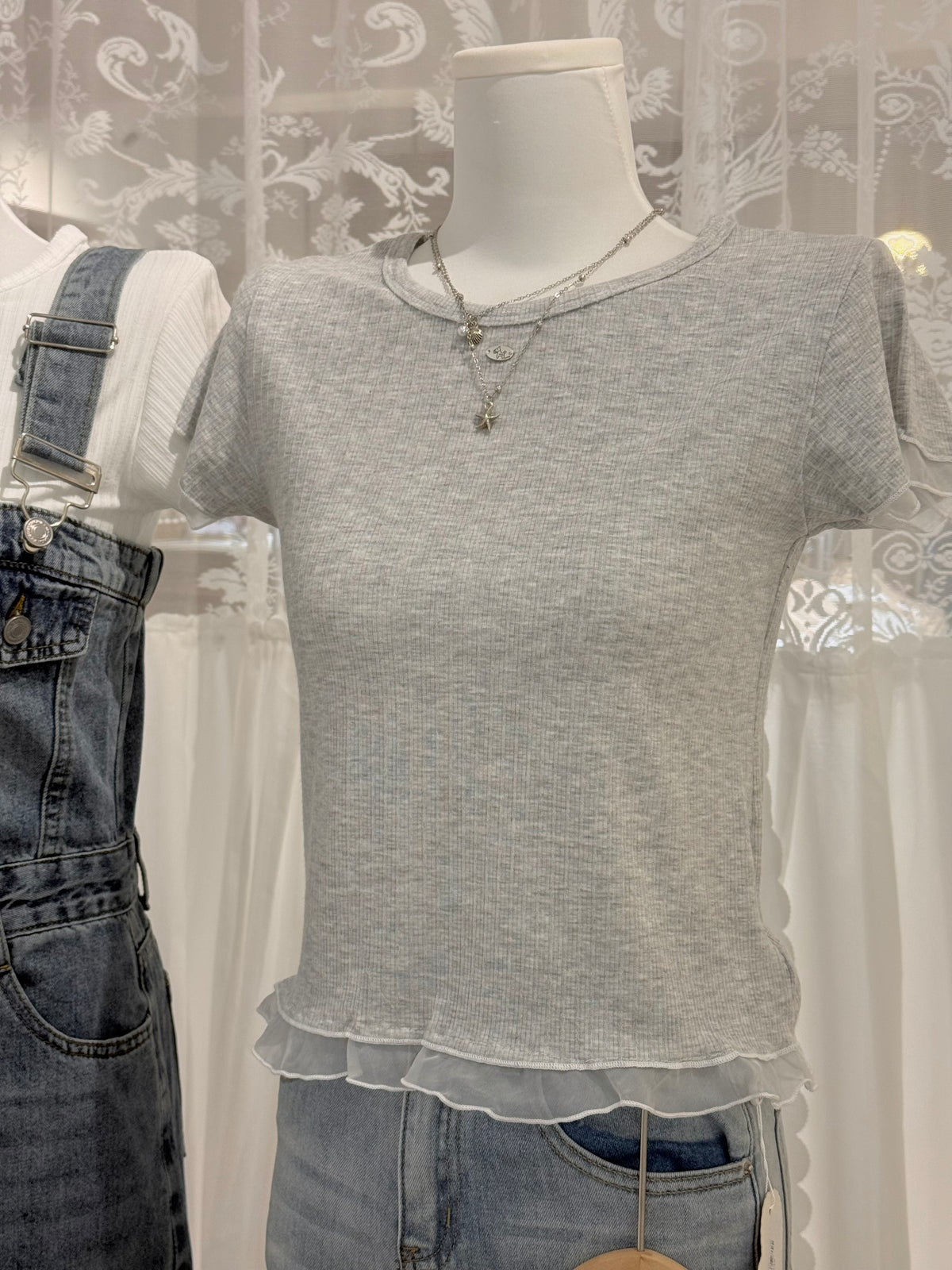 Lara Ruffle Ribbed Tee