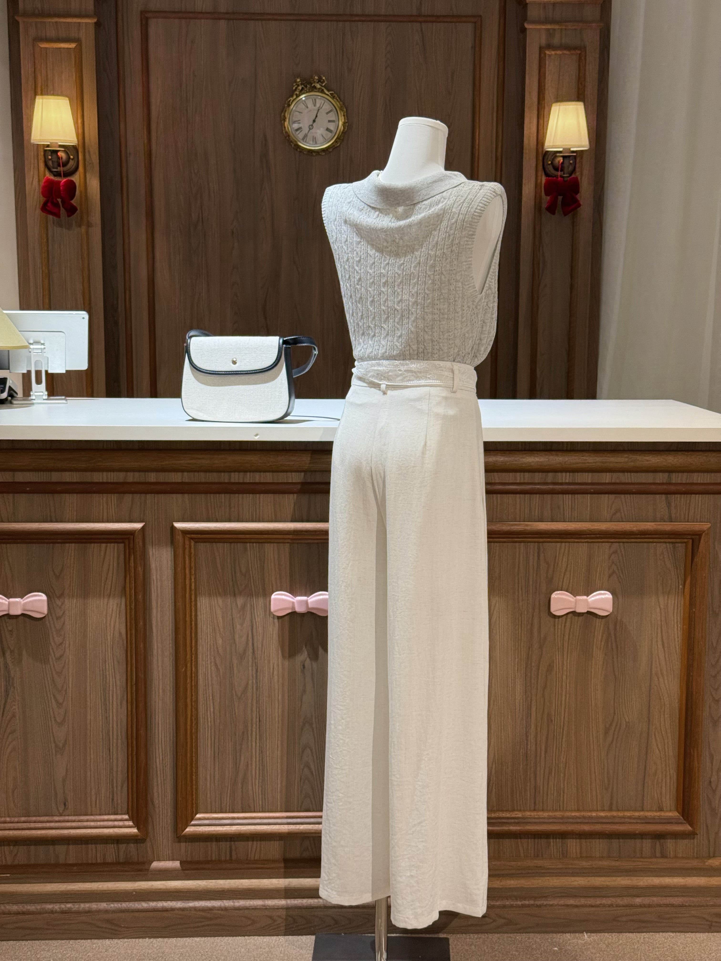 Anais Wide Leg Pants(free Ribbon Scarf)