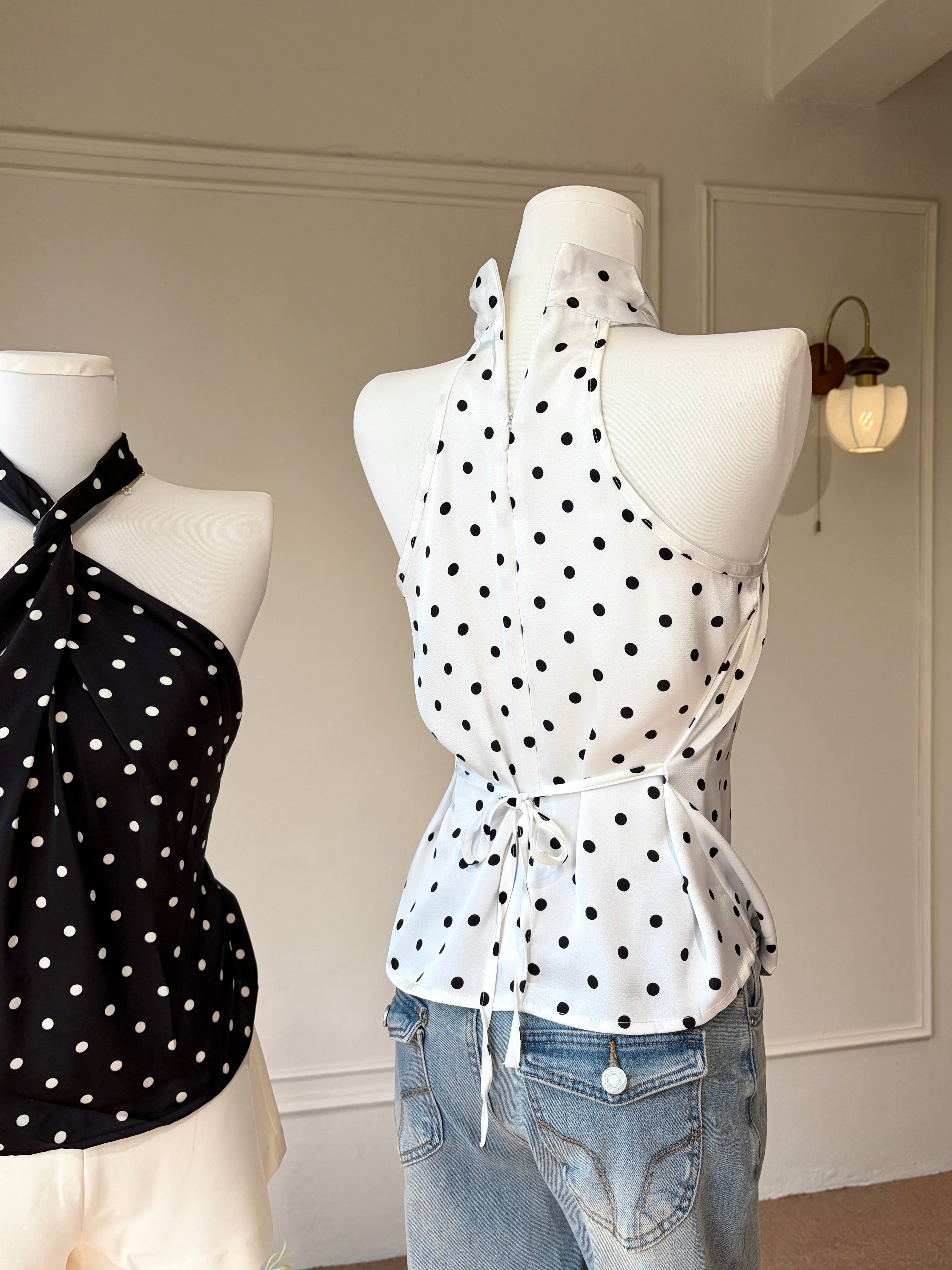 Celine Polka Halter Top