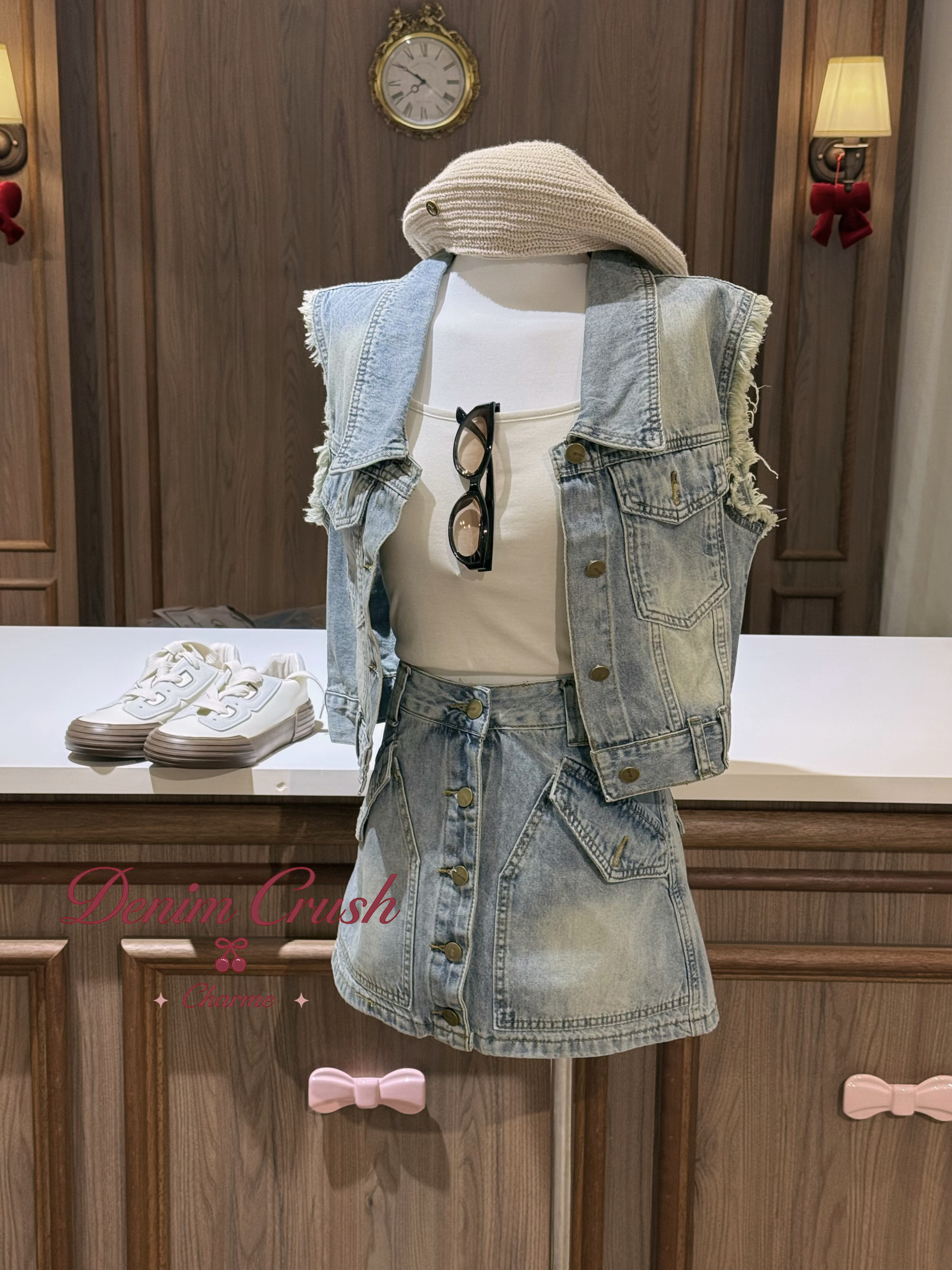 denim two piece set women malaysia