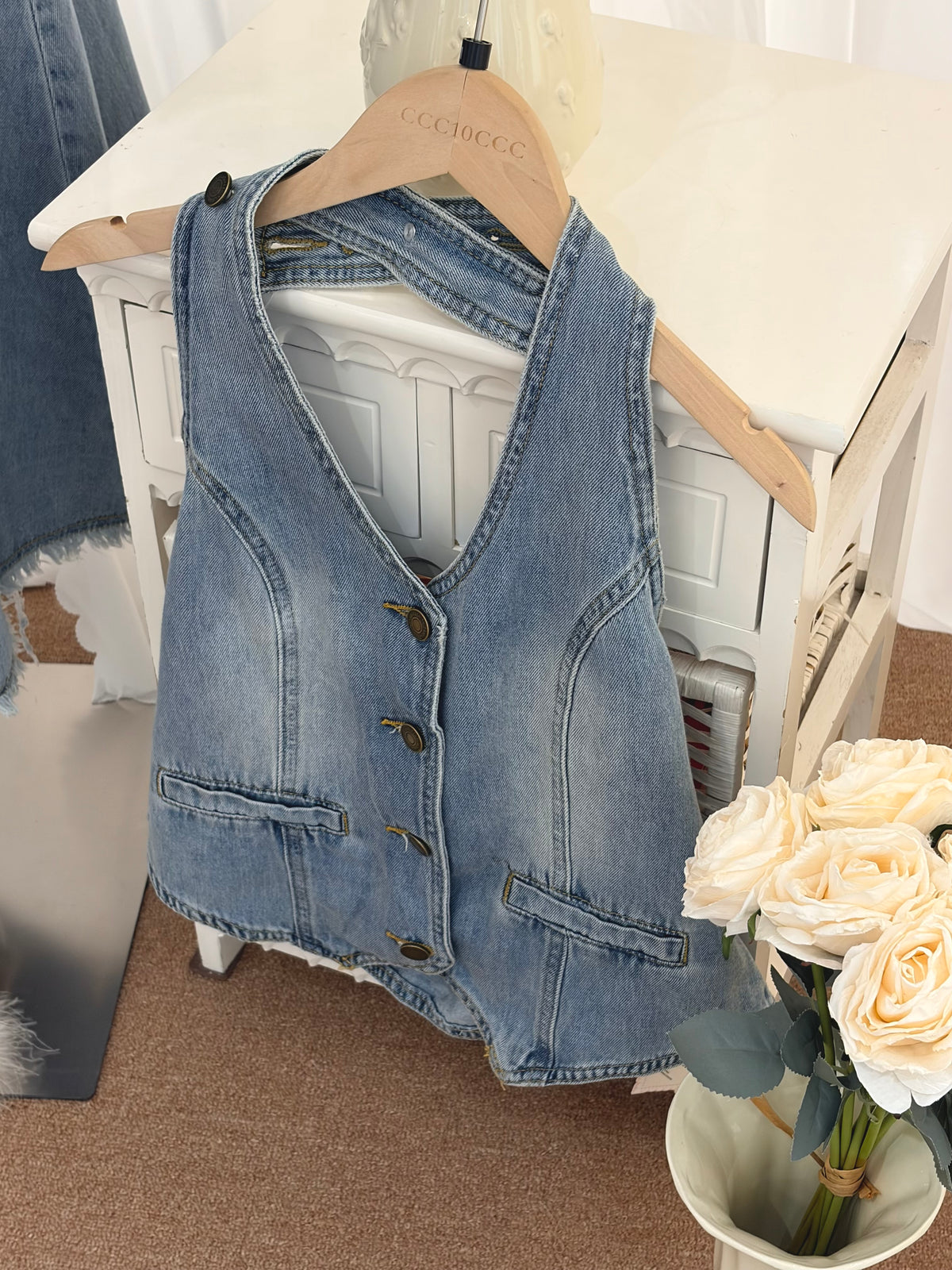 Ille Denim Halter Vest / Maxi Skirt