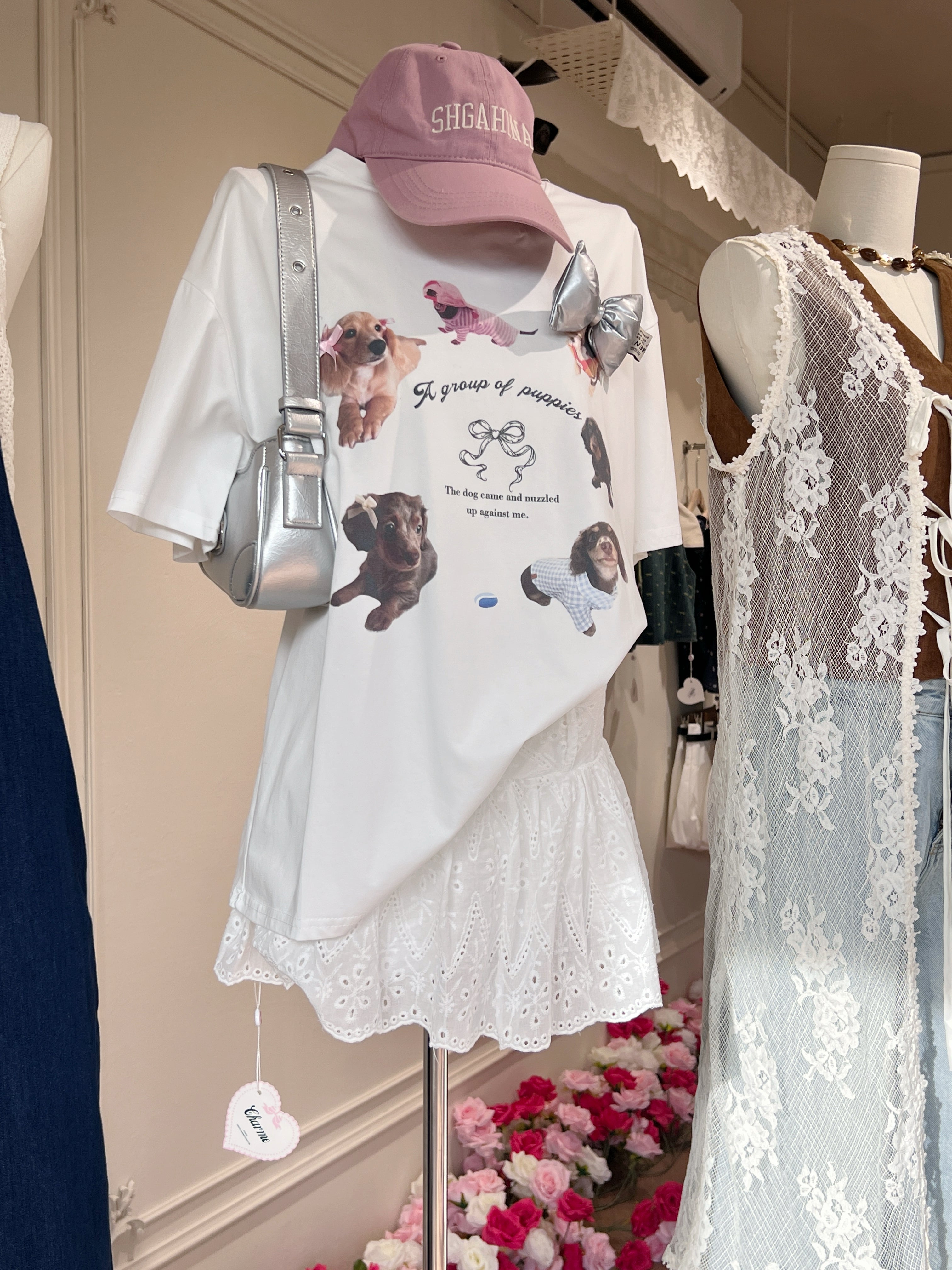 Puppies over T- Shirt【送小配饰】