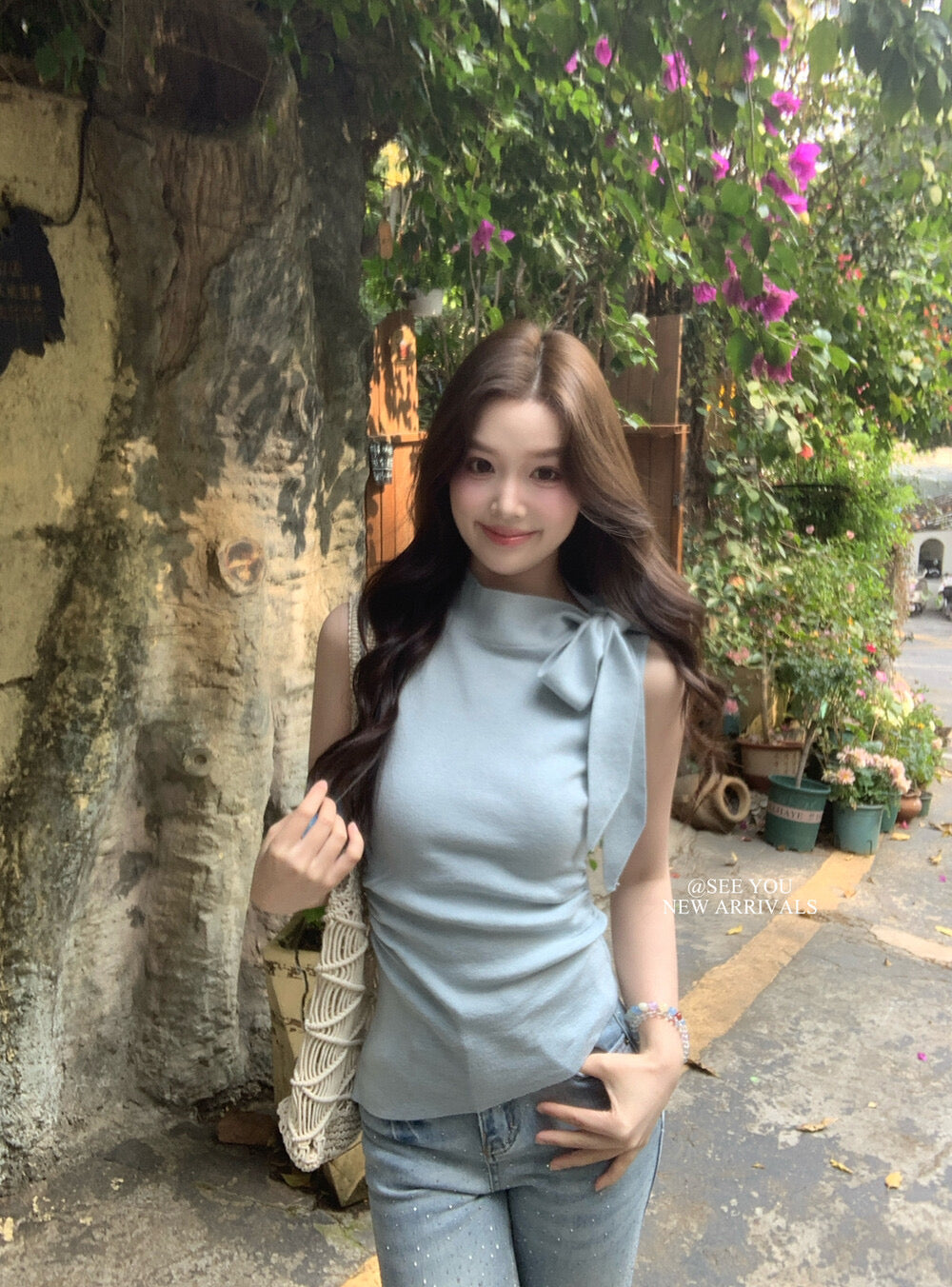 SY2625呼吸感! 温柔小女人气质绑带背心