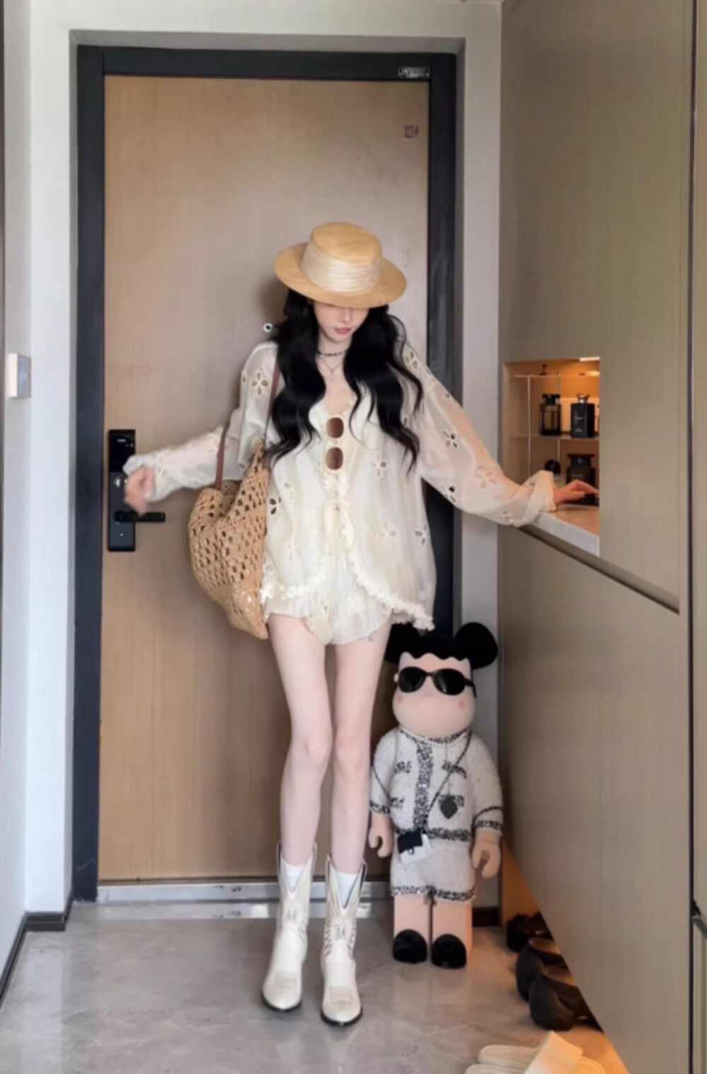梦溪洛花 甜美镂空花朵套装