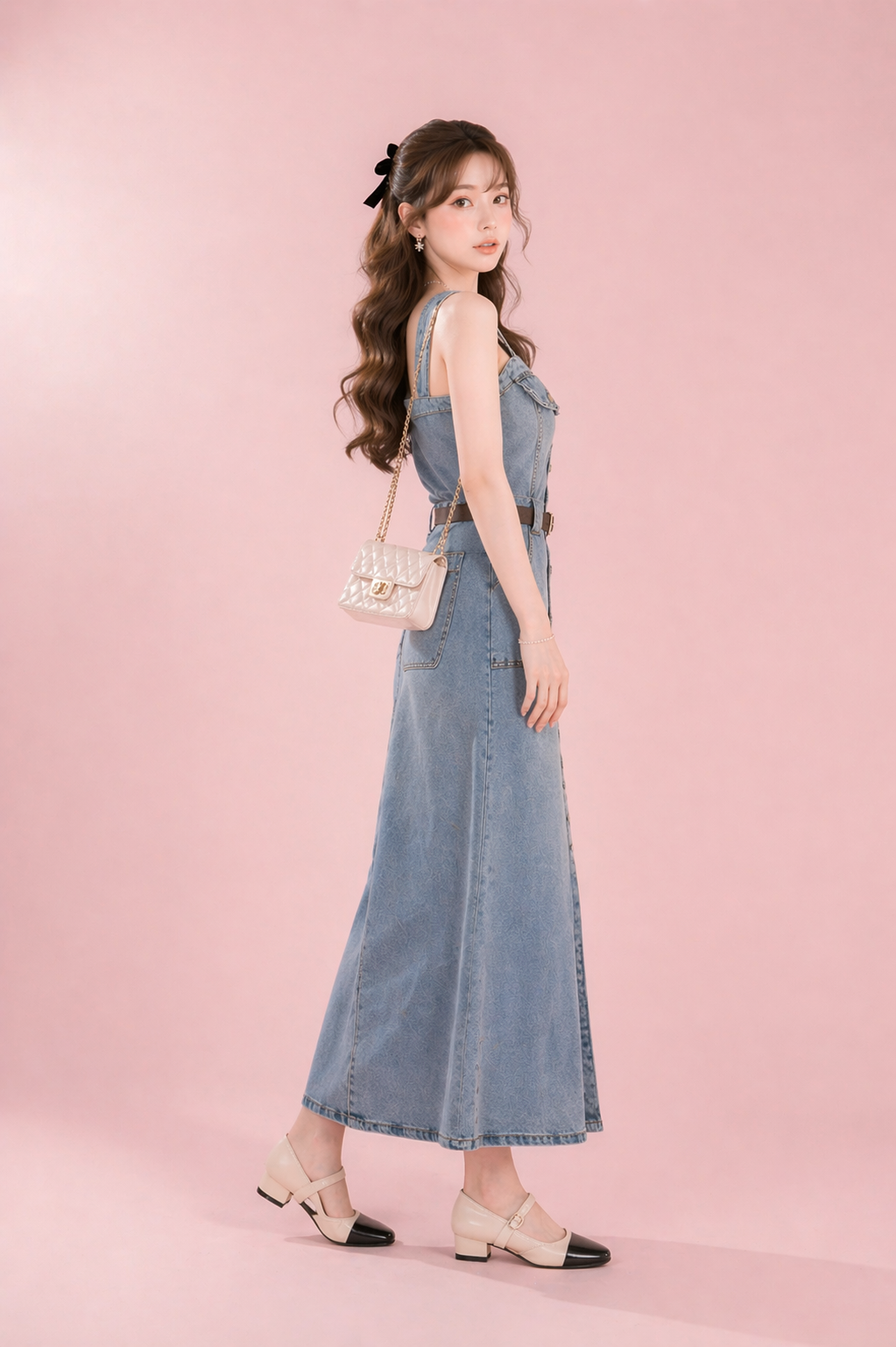 feminine denim dress casual chic style