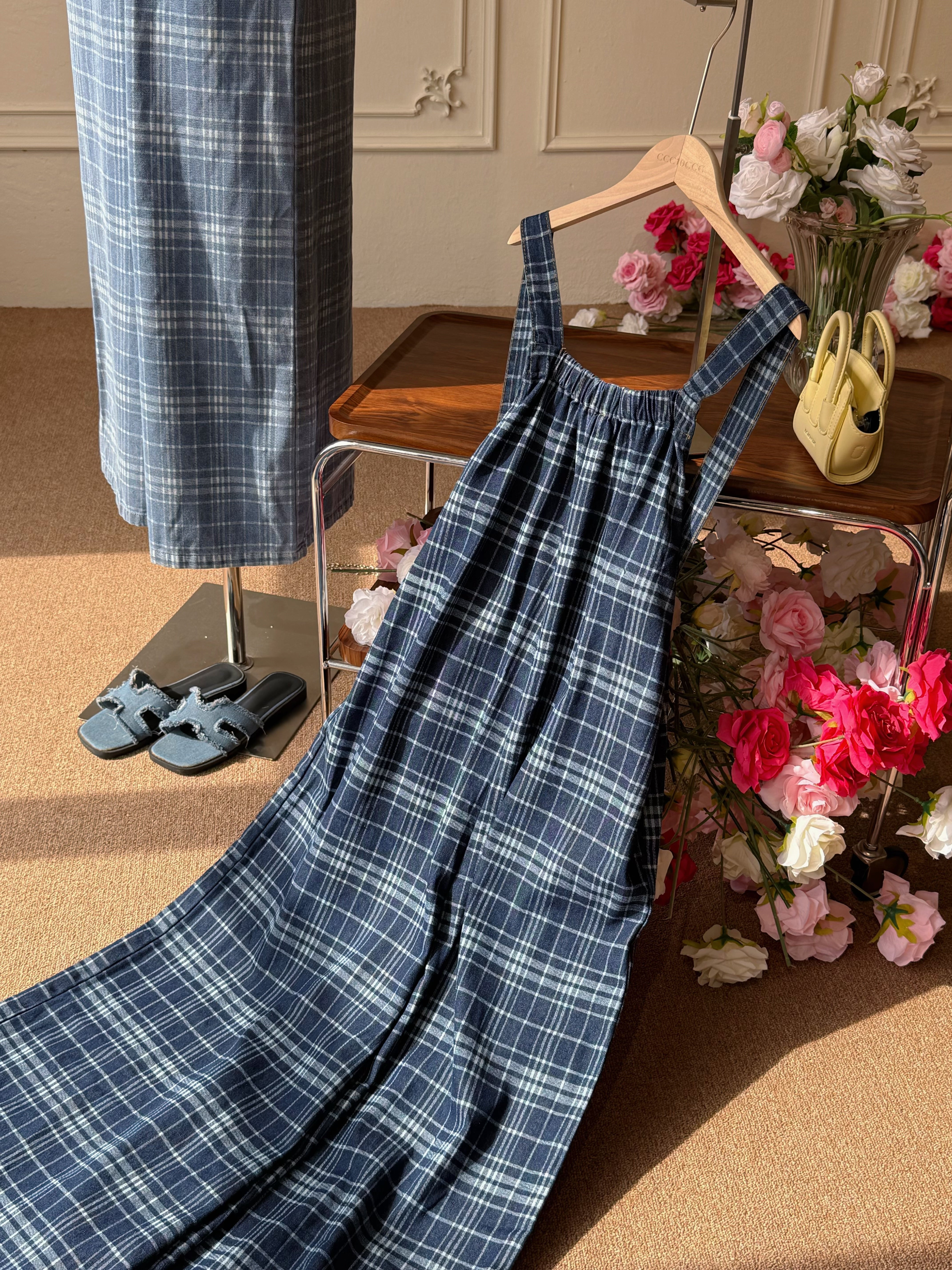 Gingham Demin pants