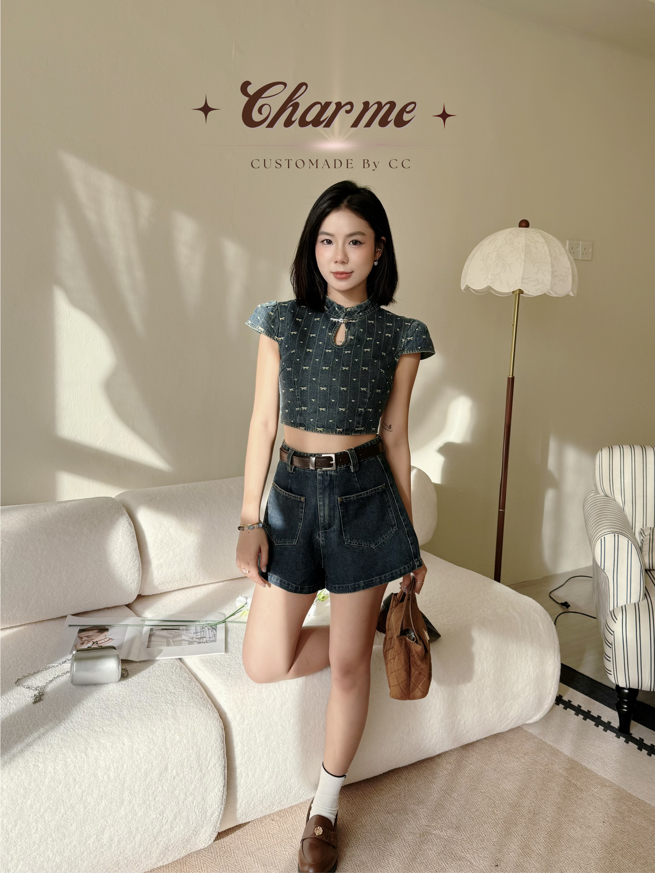 Colette Bow Denim Top