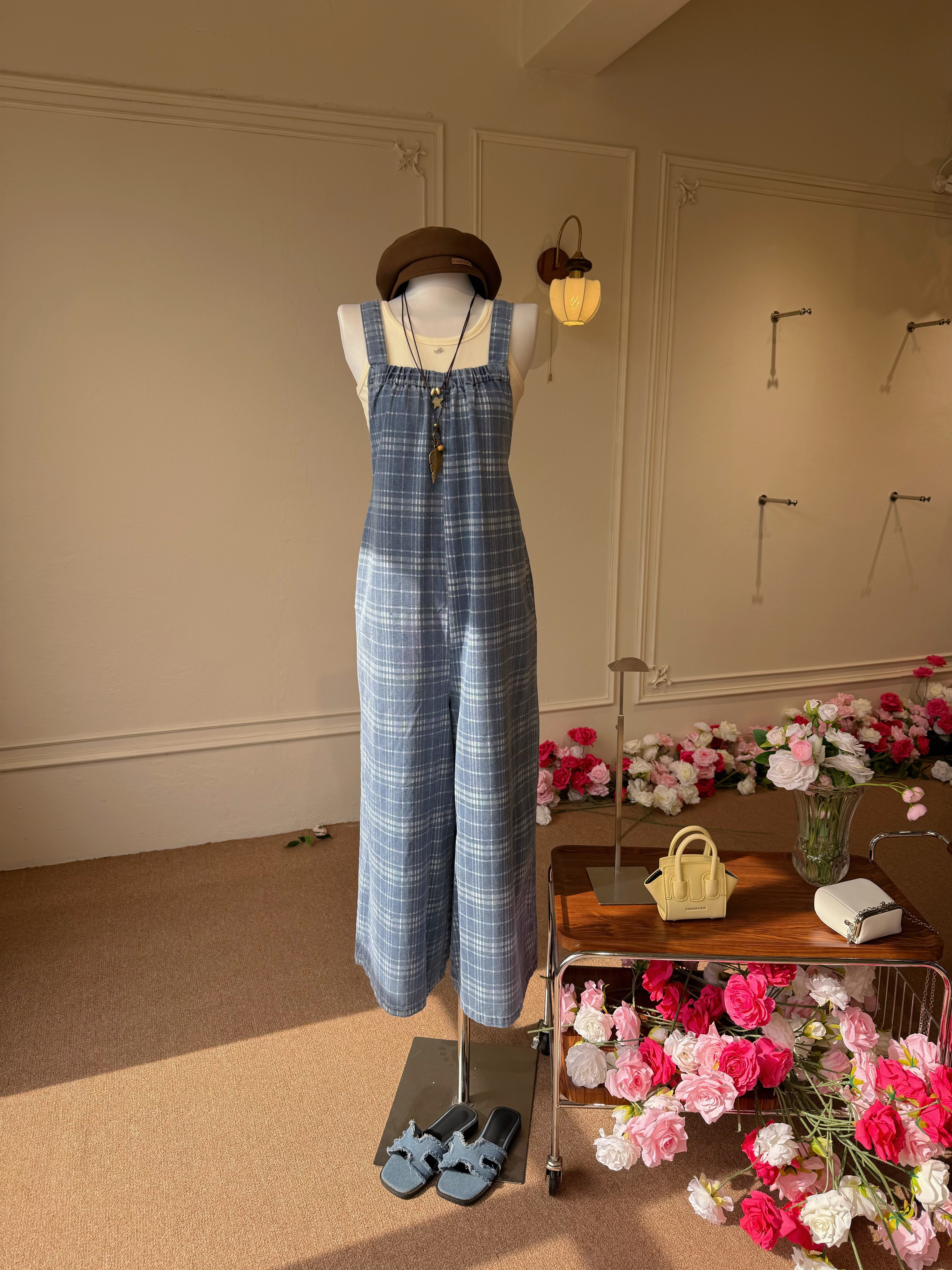 Gingham Demin pants