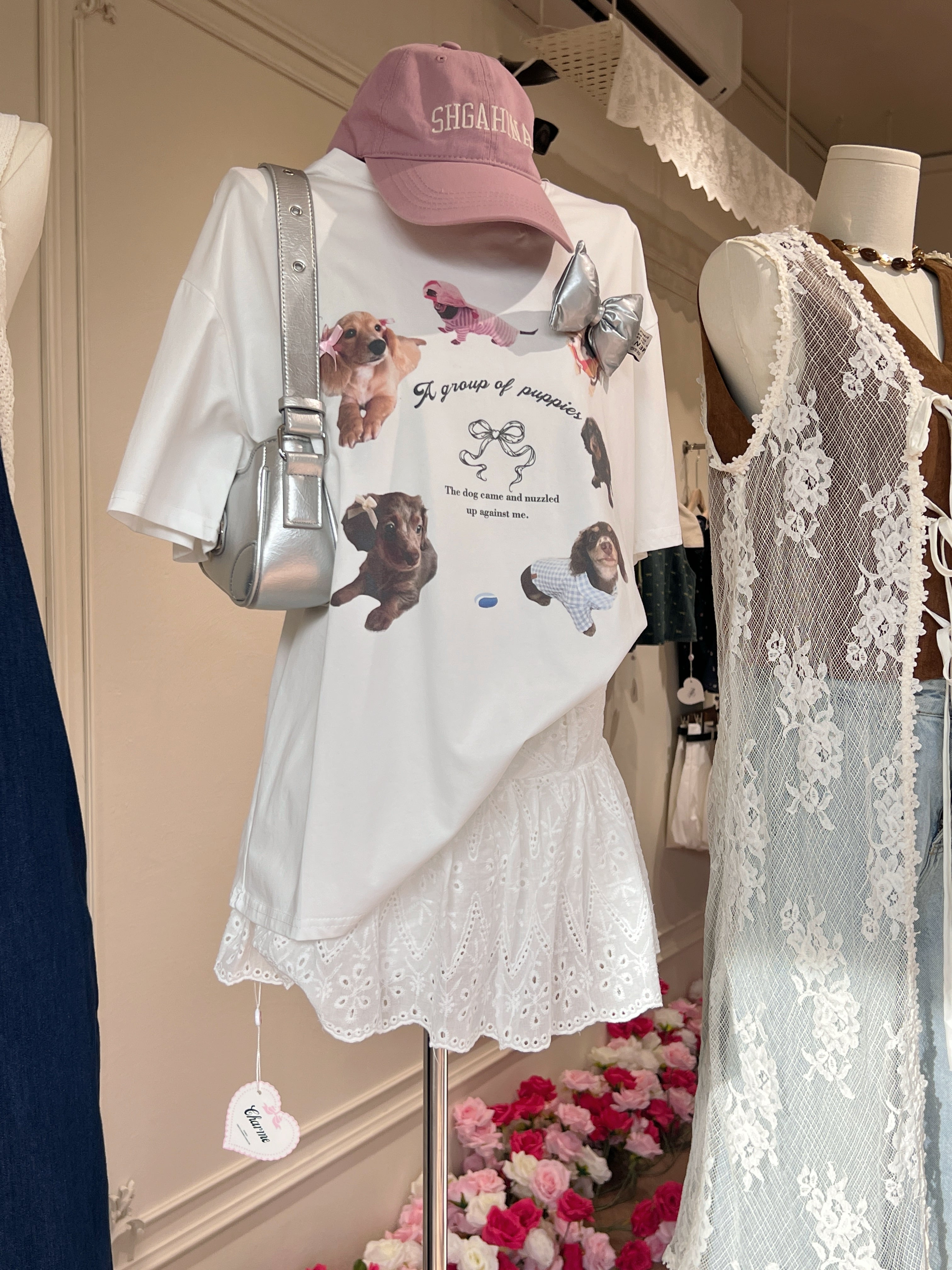 Puppies over T- Shirt【送小配饰】