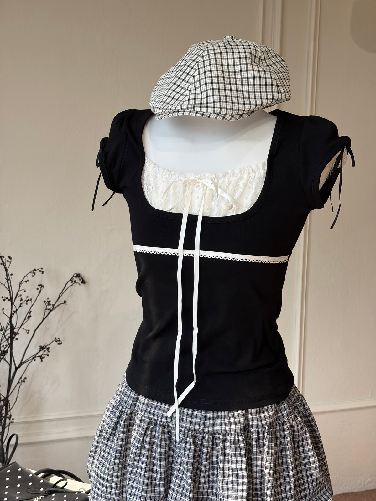 Elise Lace Ribbon Top