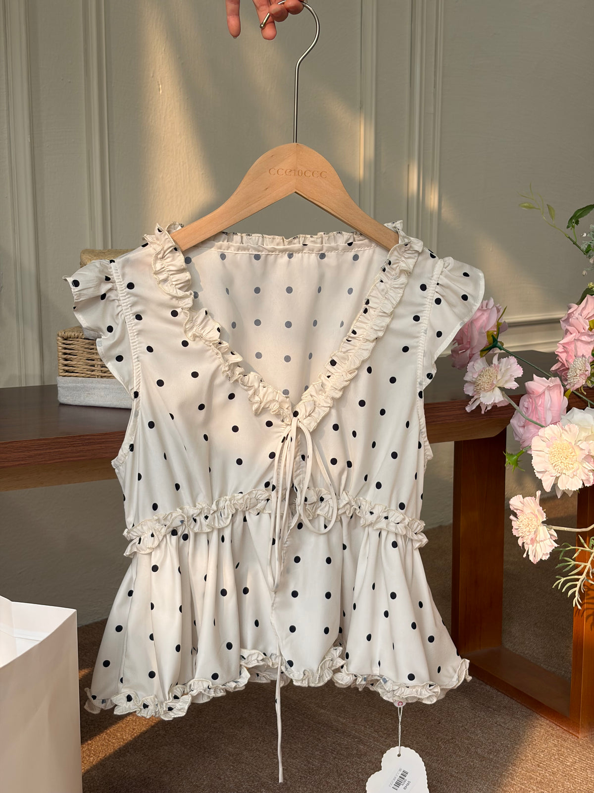 Amélie Polka Dot Ruffle Top