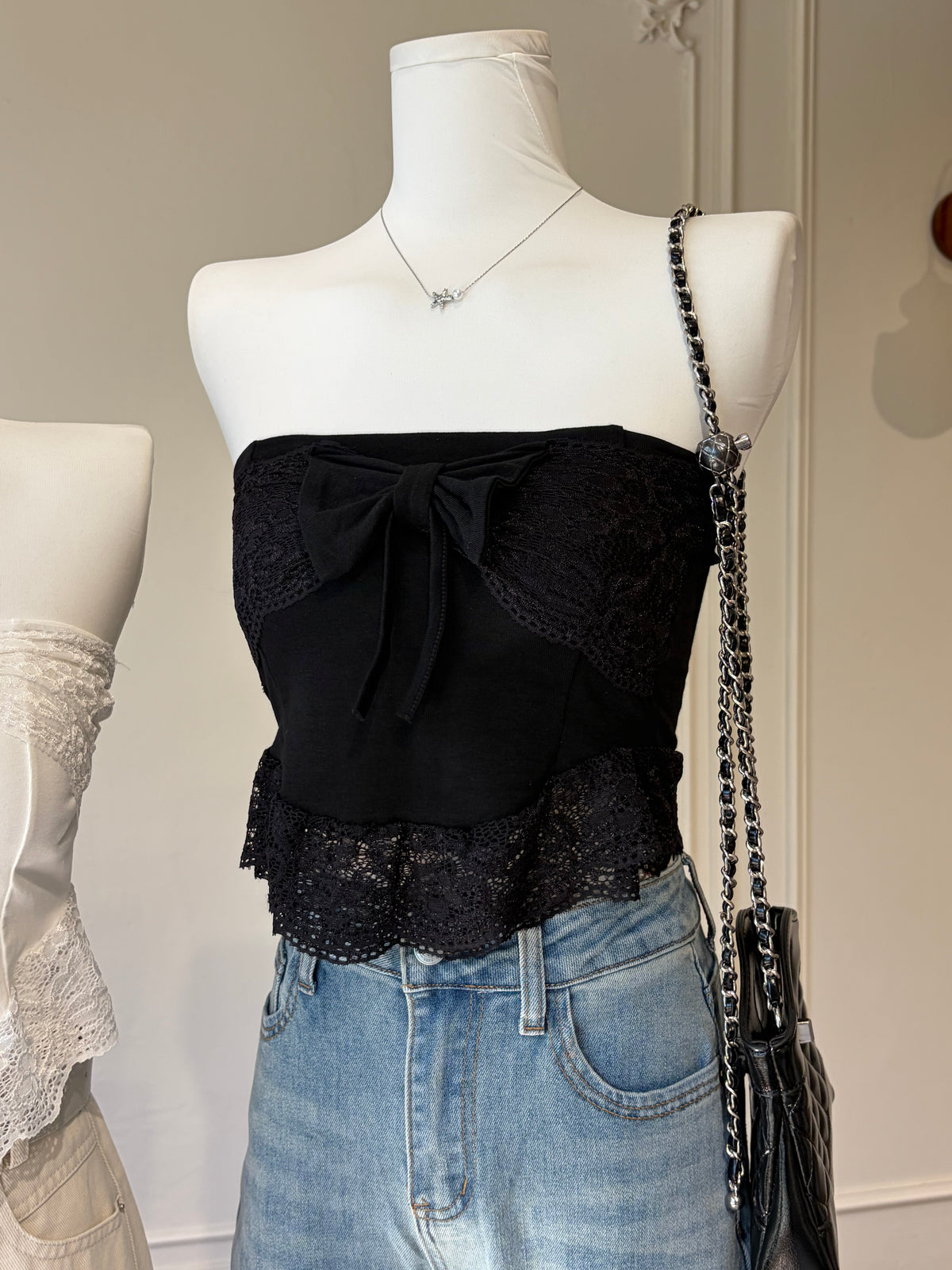 Luna Lace Ribbon Top (Padded)