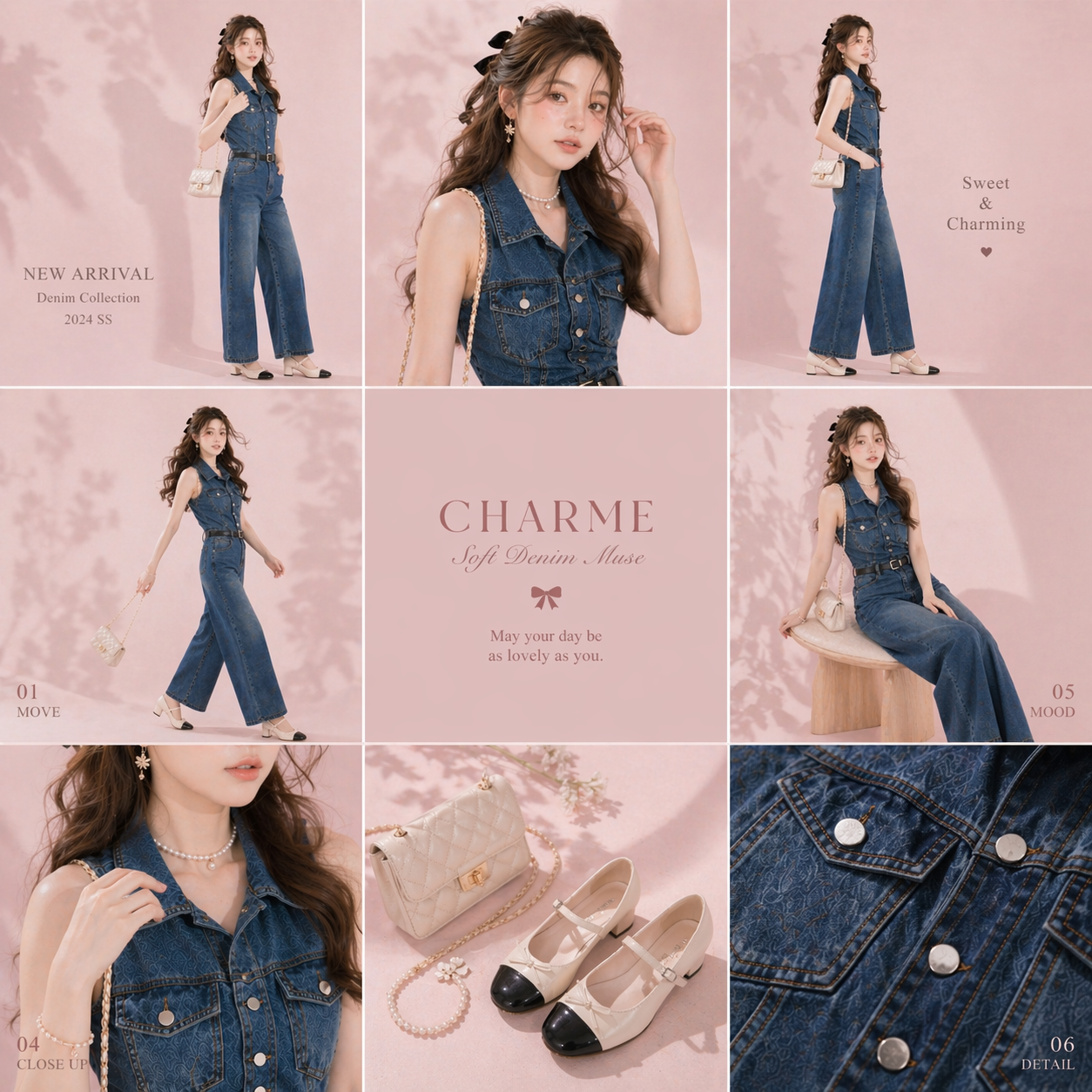 vintage wash denim jumpsuit feminine style