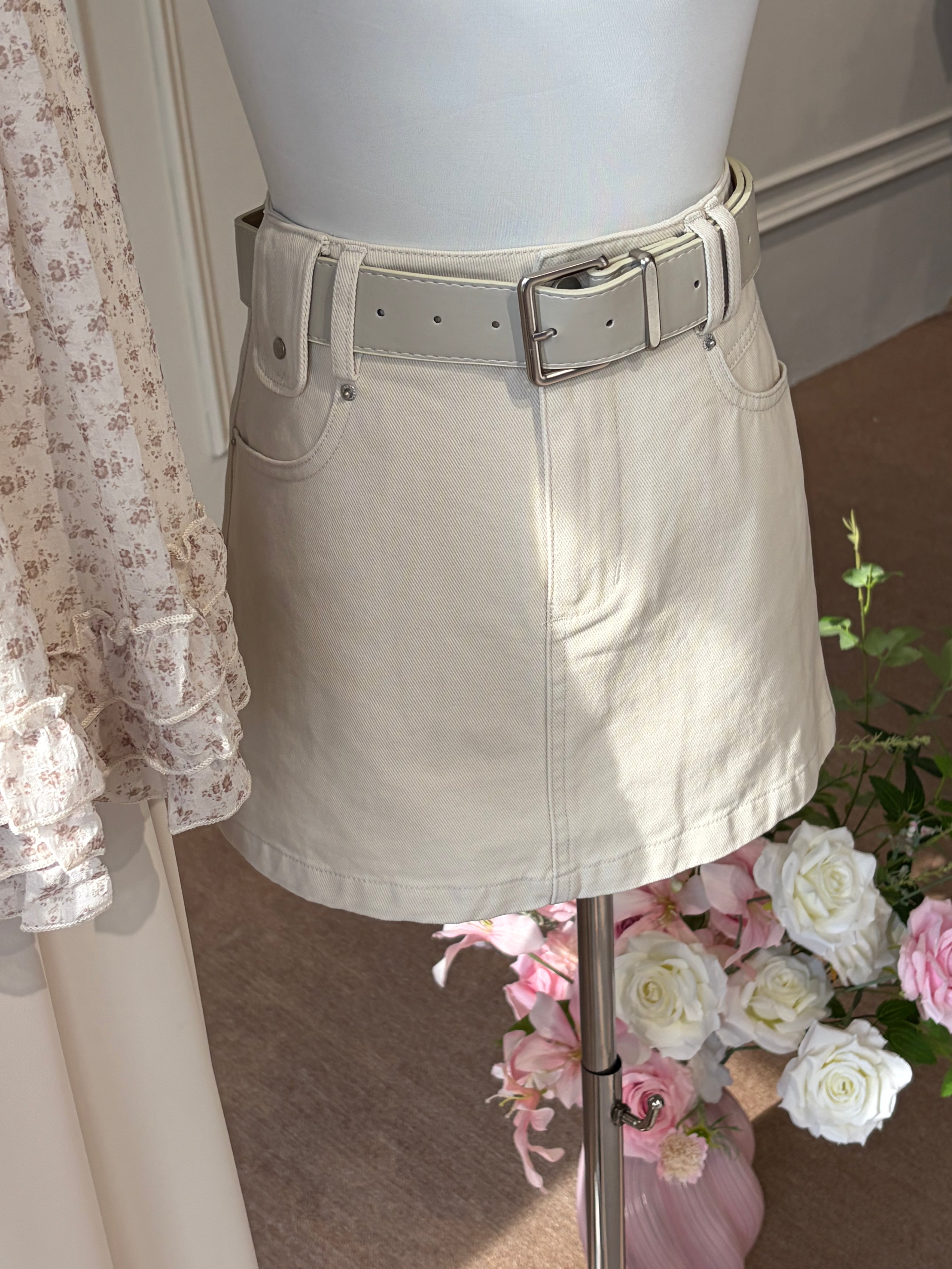 Belle’s Denim Mini Skirt (with Belt)