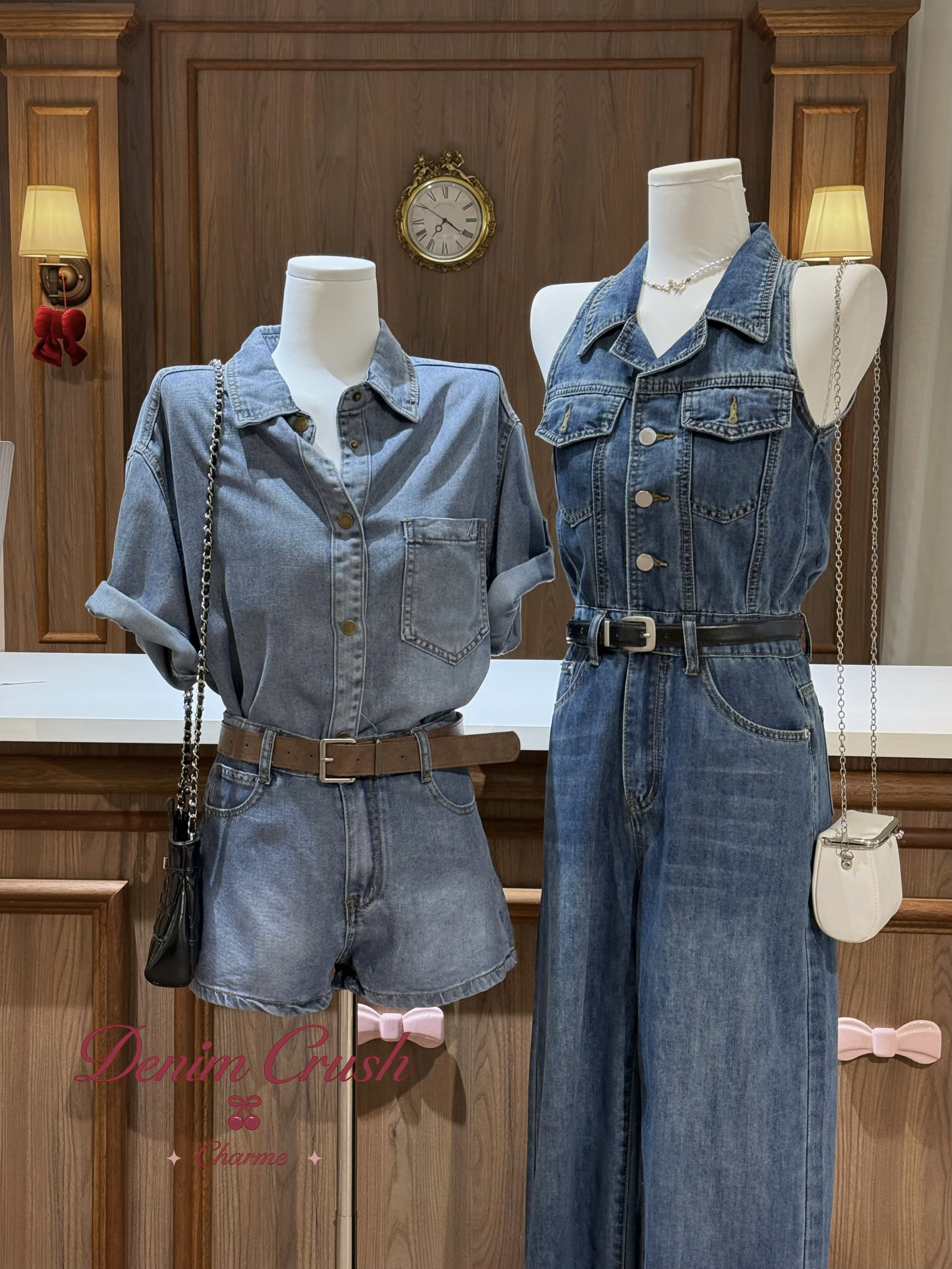 sleeveless denim one piece outfit