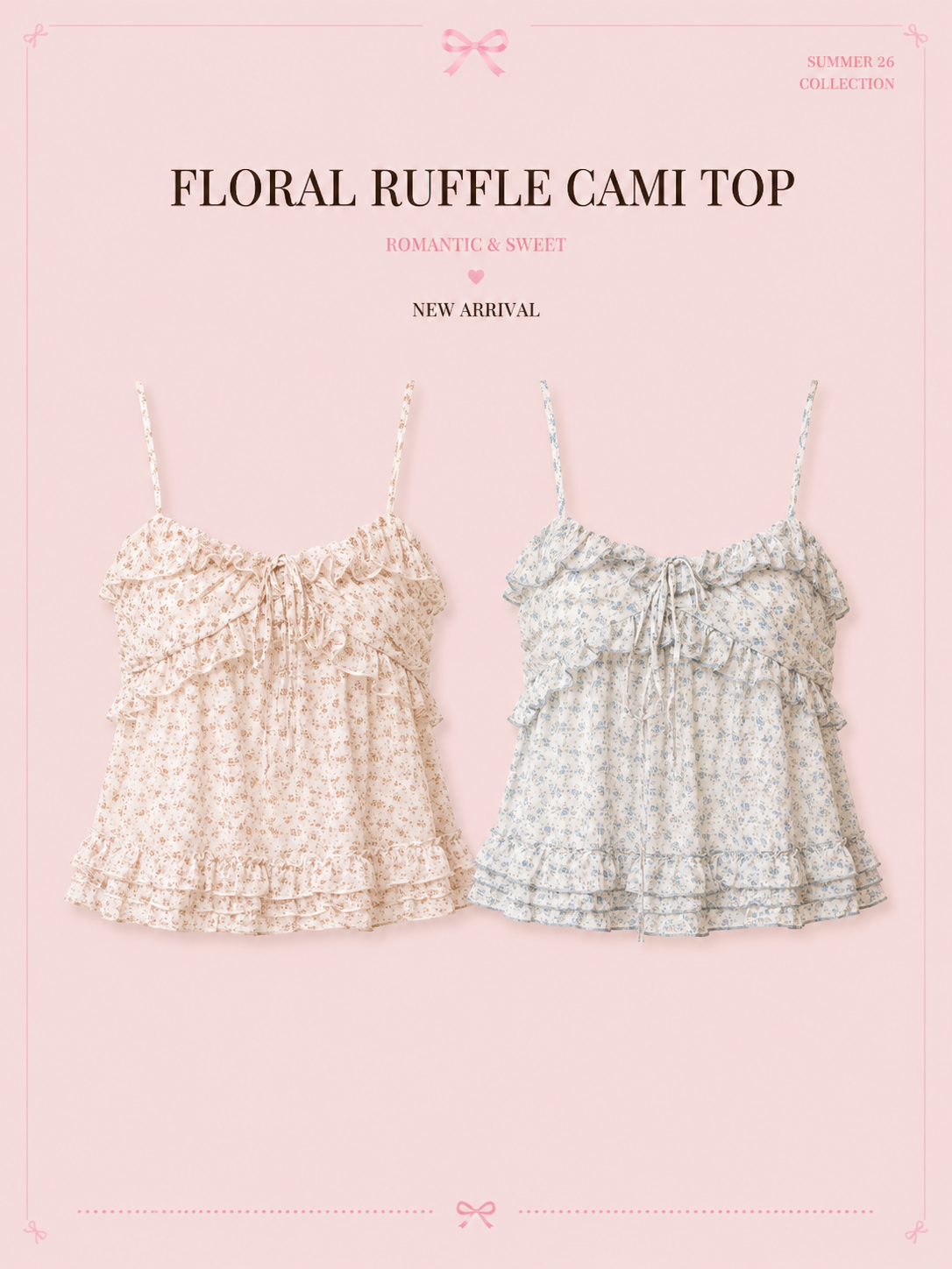 FLORAL RUFFLE CAMI TOP
