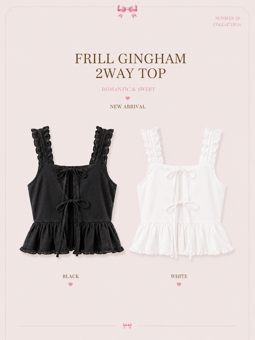 Frill Gingham 2-Way Top