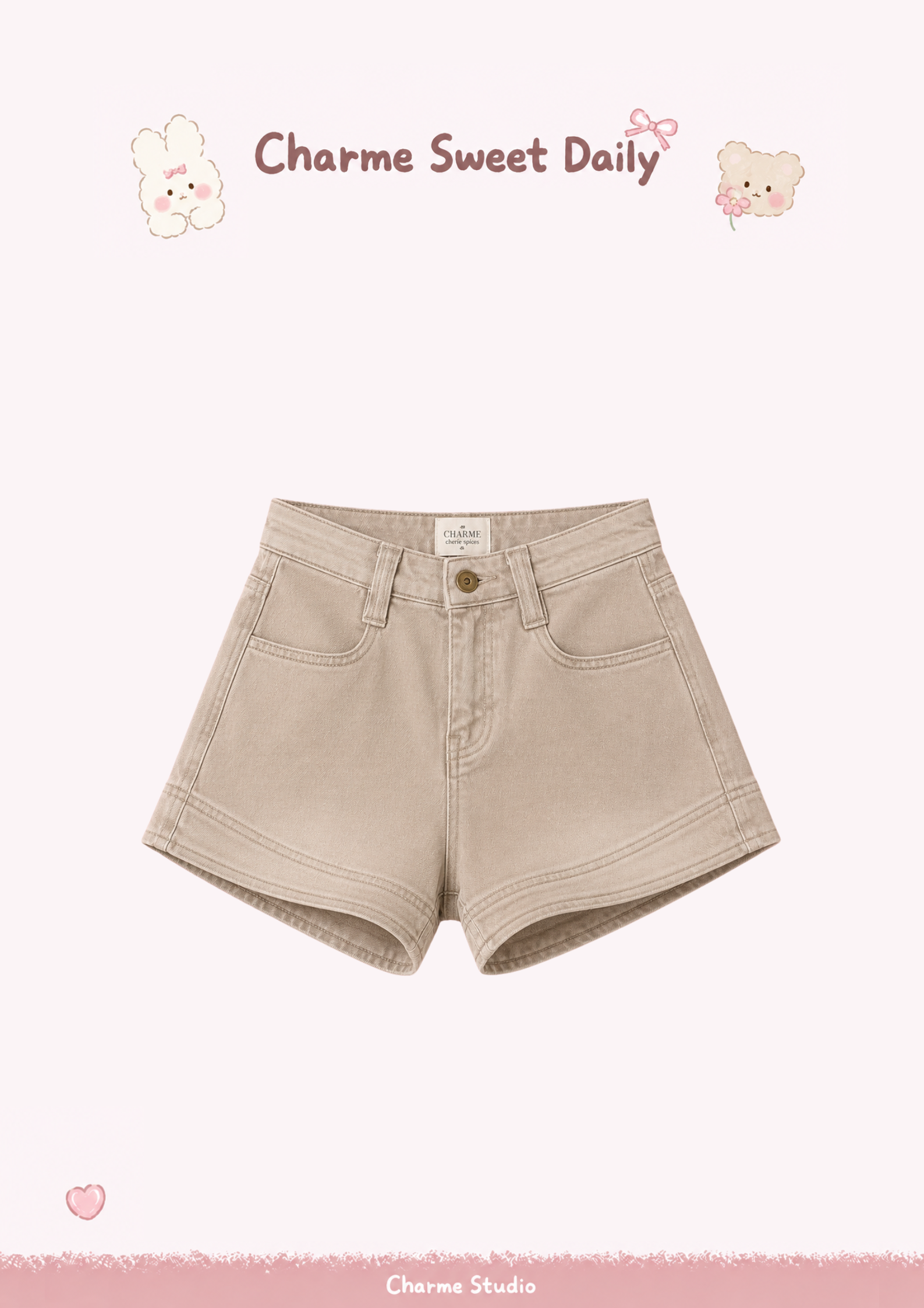 Clara Denim Shorts (Khaki)