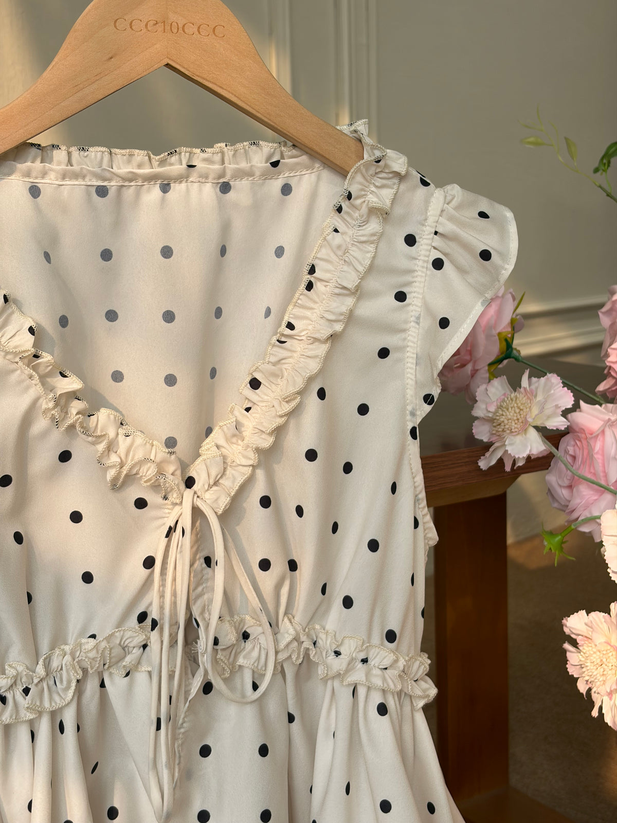 Amélie Polka Dot Ruffle Top