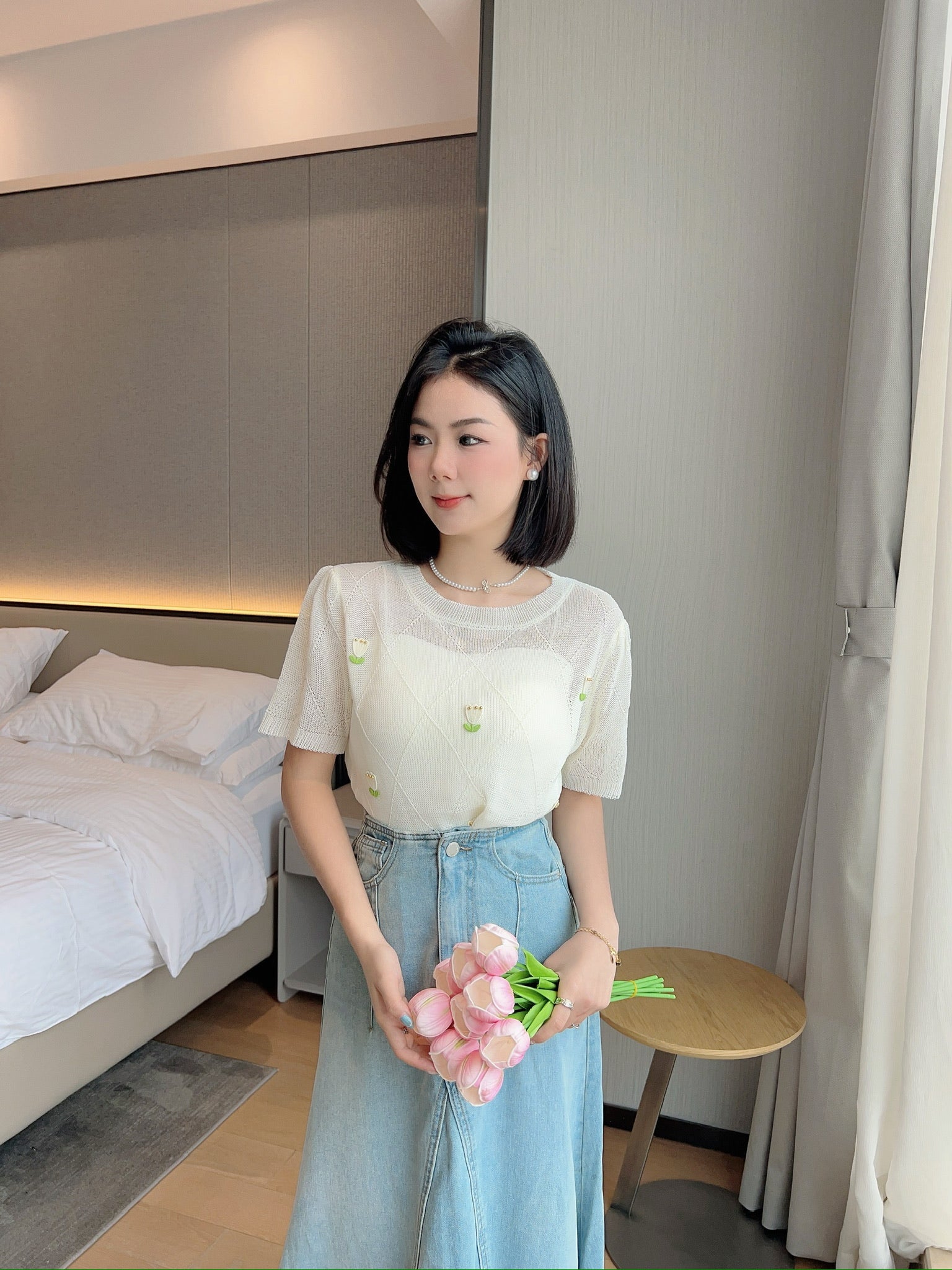 Korea Flowers KnitTop