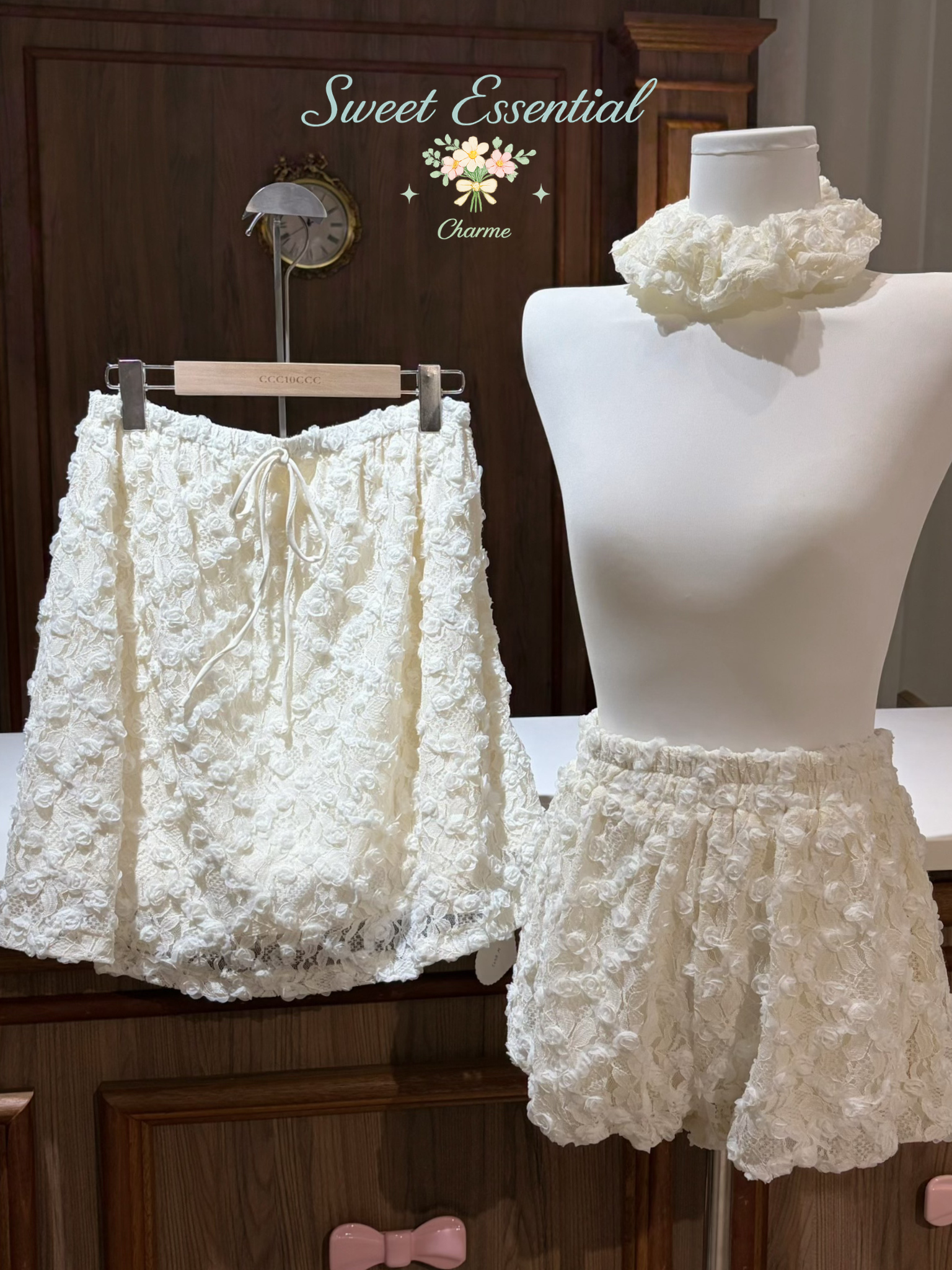 romantic cream white lace dress charme