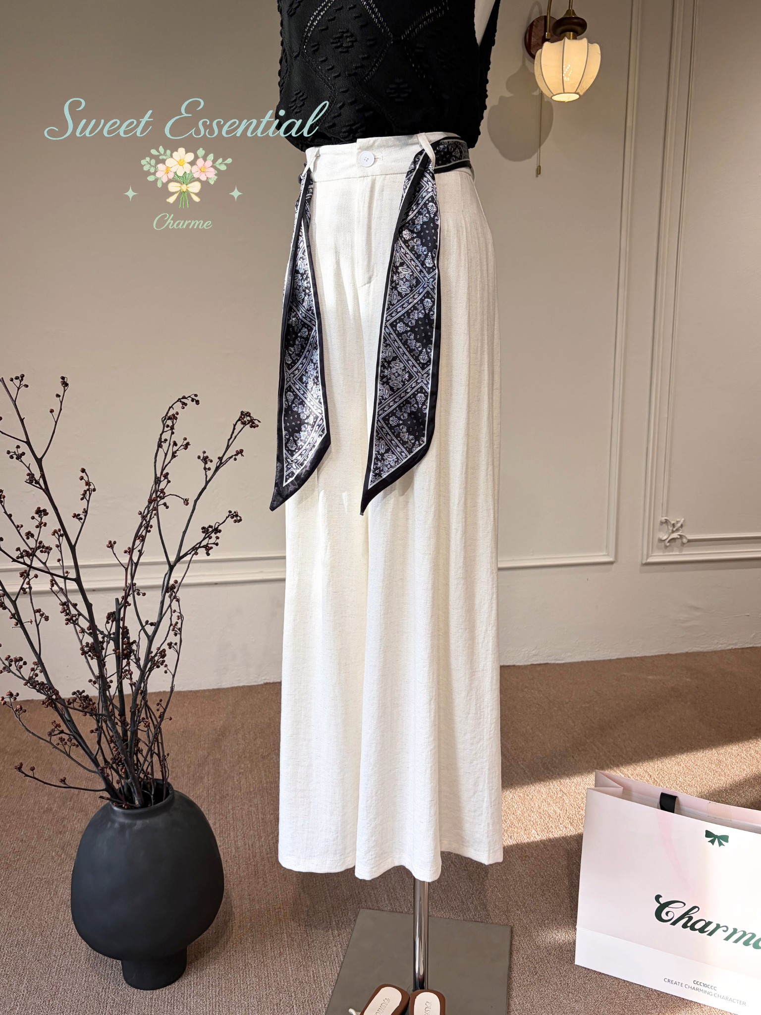 high waist wide leg pants casual women
