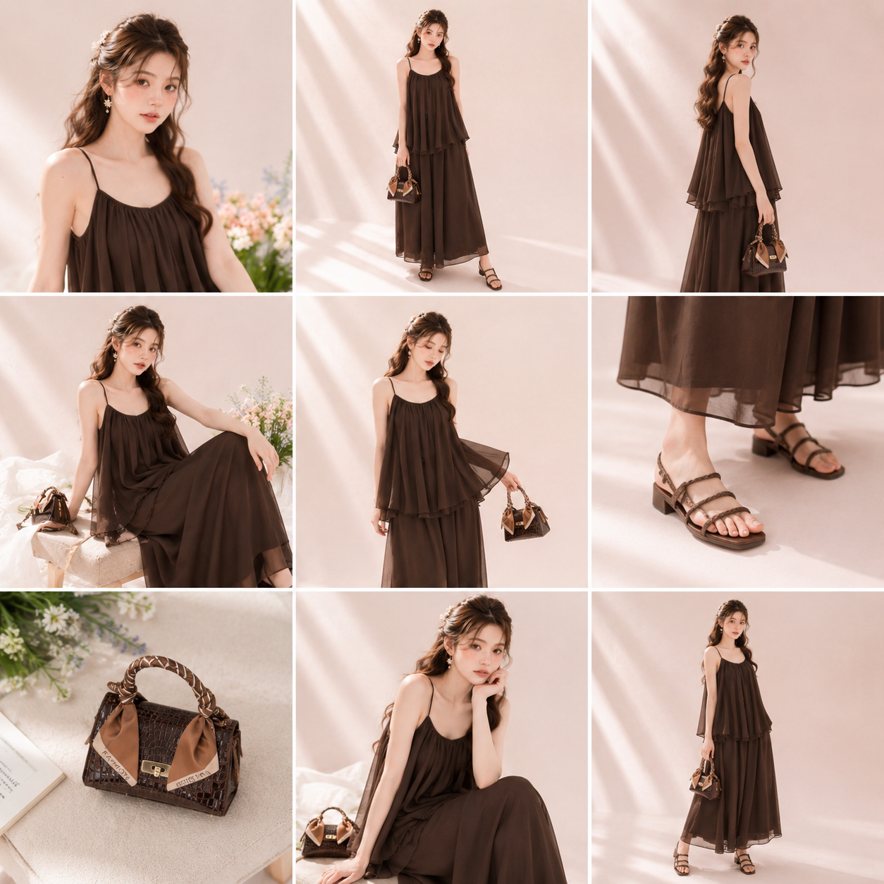 Selene Chiffon Set (Coffee)