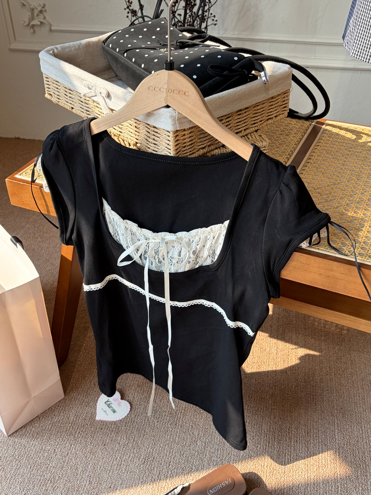 Elise Lace Ribbon Top