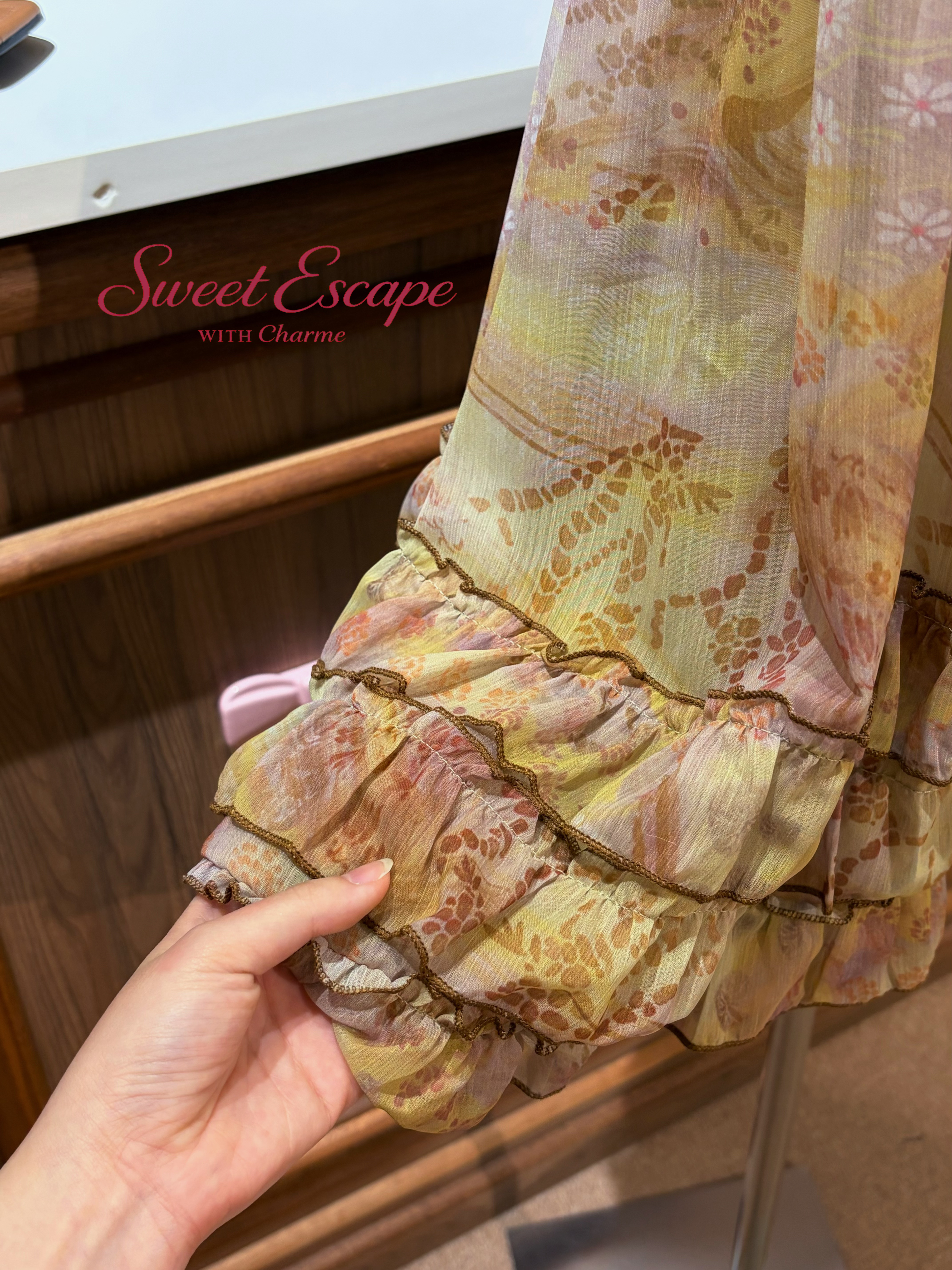 Floral Ruffle Dress (Green)