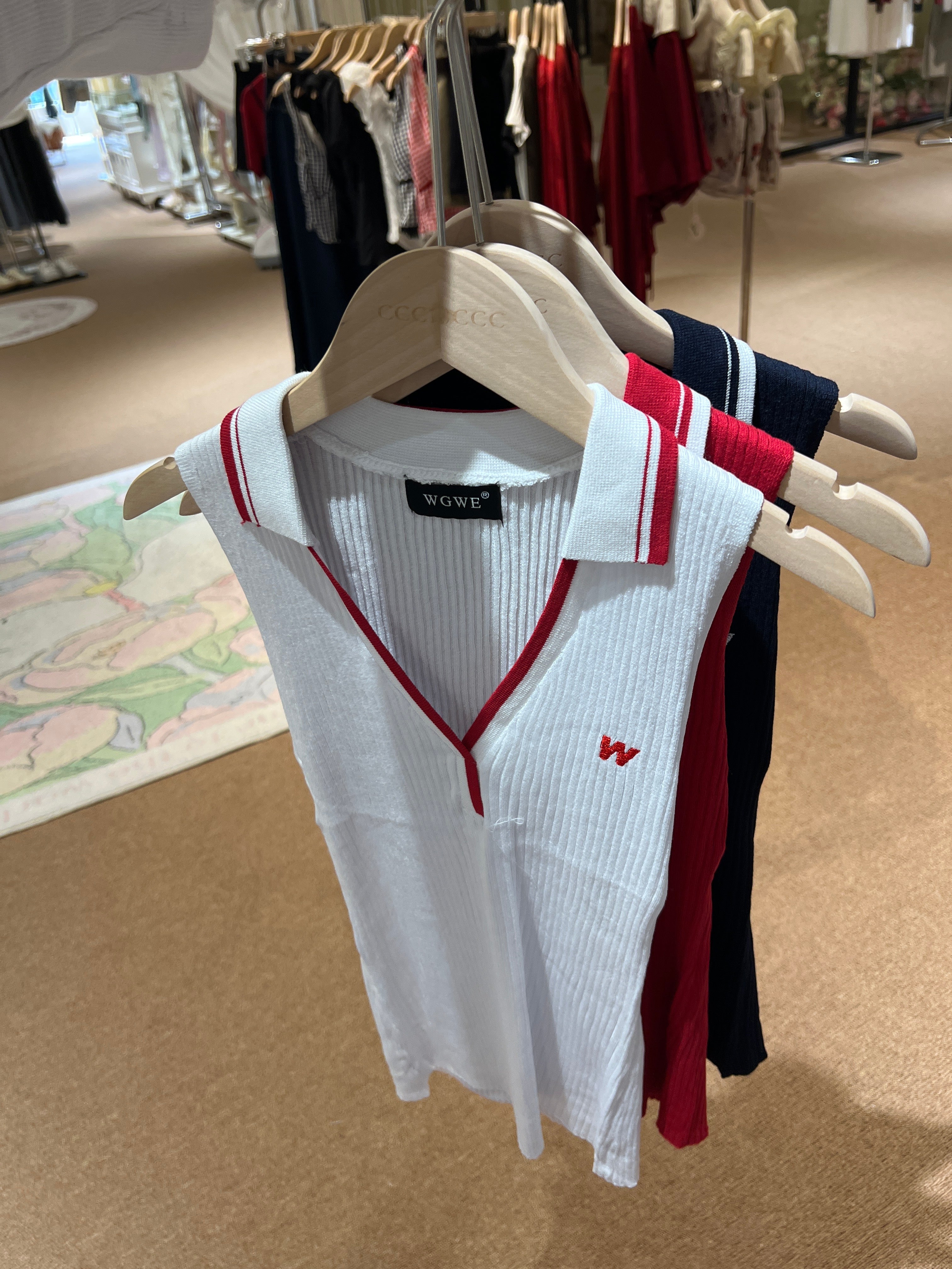 W8599 美式撞色Polo上衣