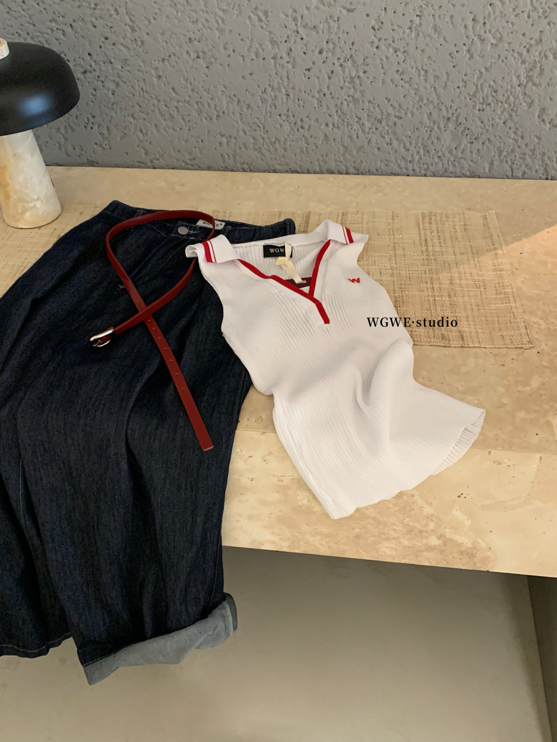 W8599 美式撞色Polo上衣