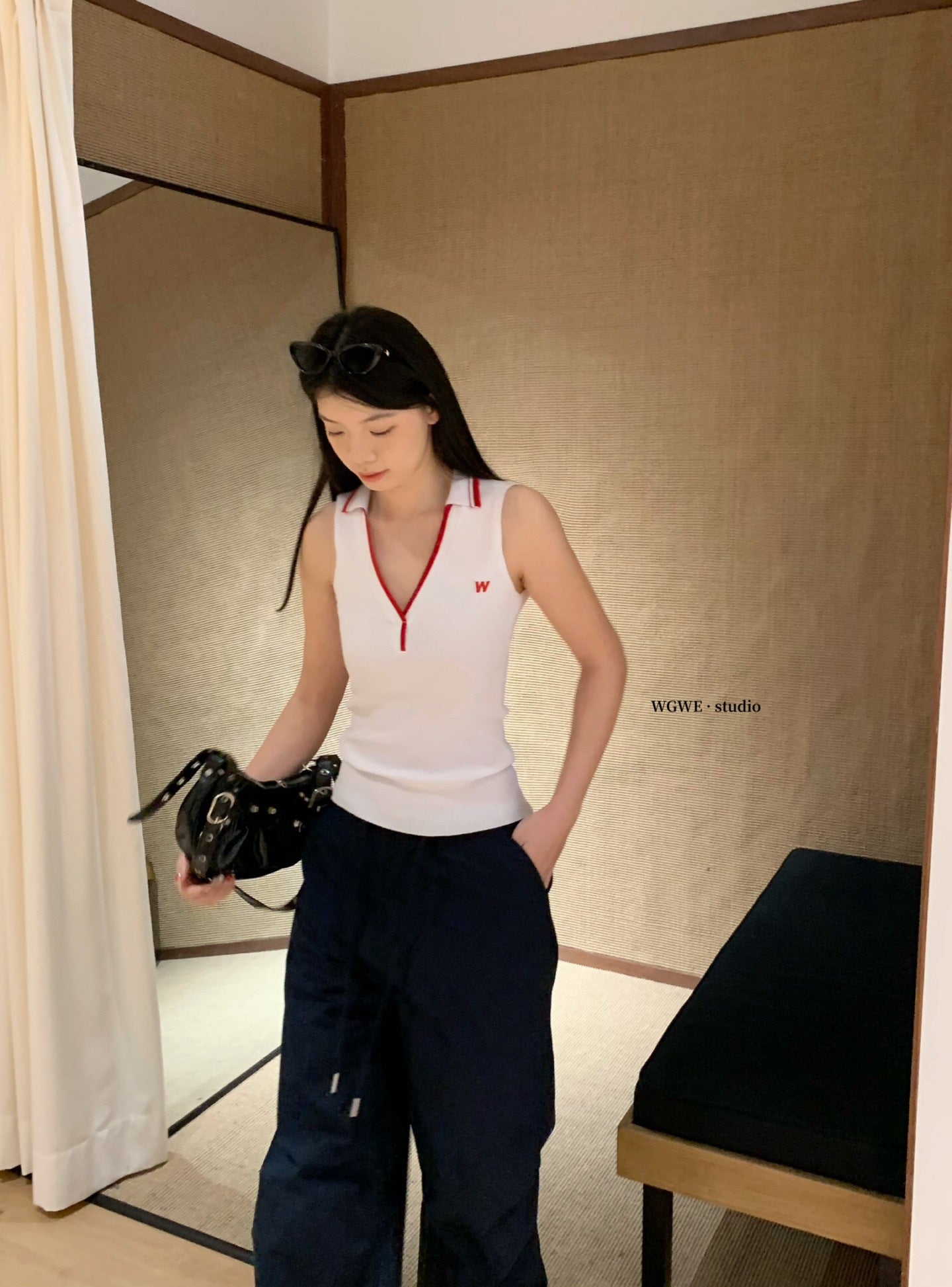 W8599 美式撞色Polo上衣