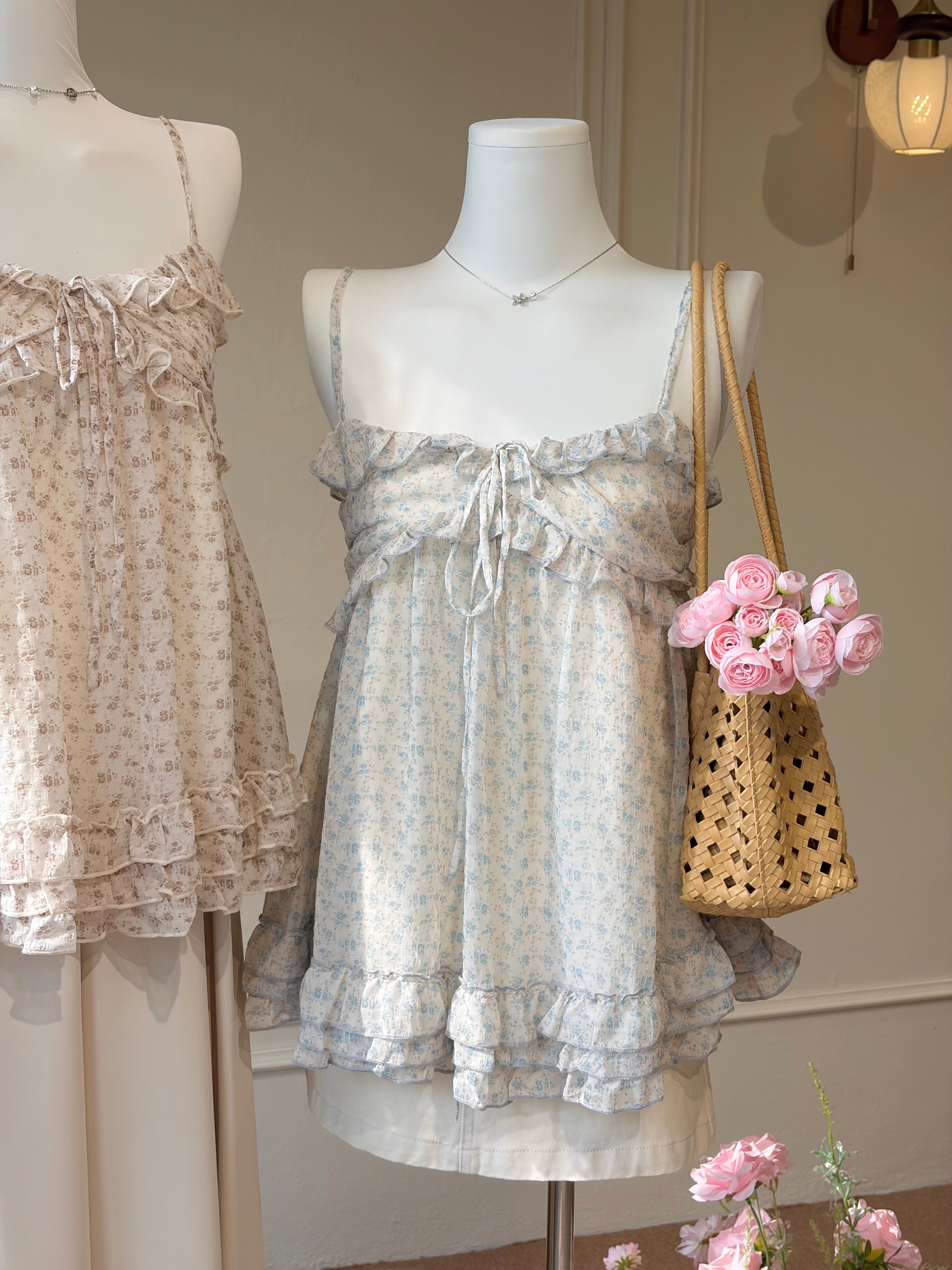 FLORAL RUFFLE CAMI TOP