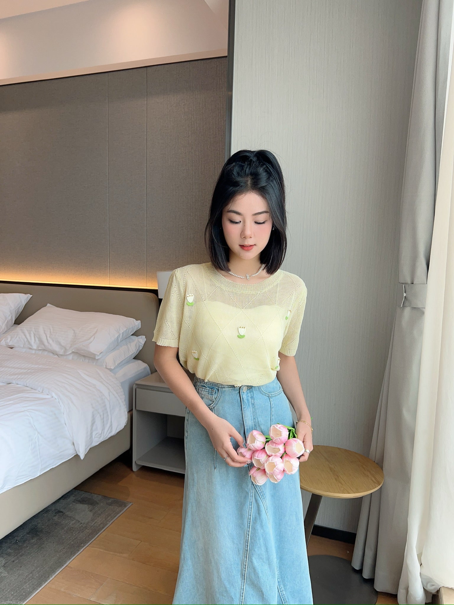 Korea Flowers KnitTop