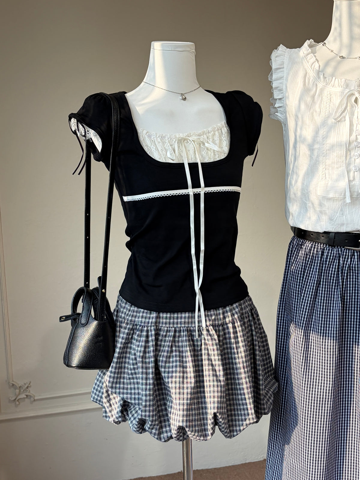 Elise Lace Ribbon Top