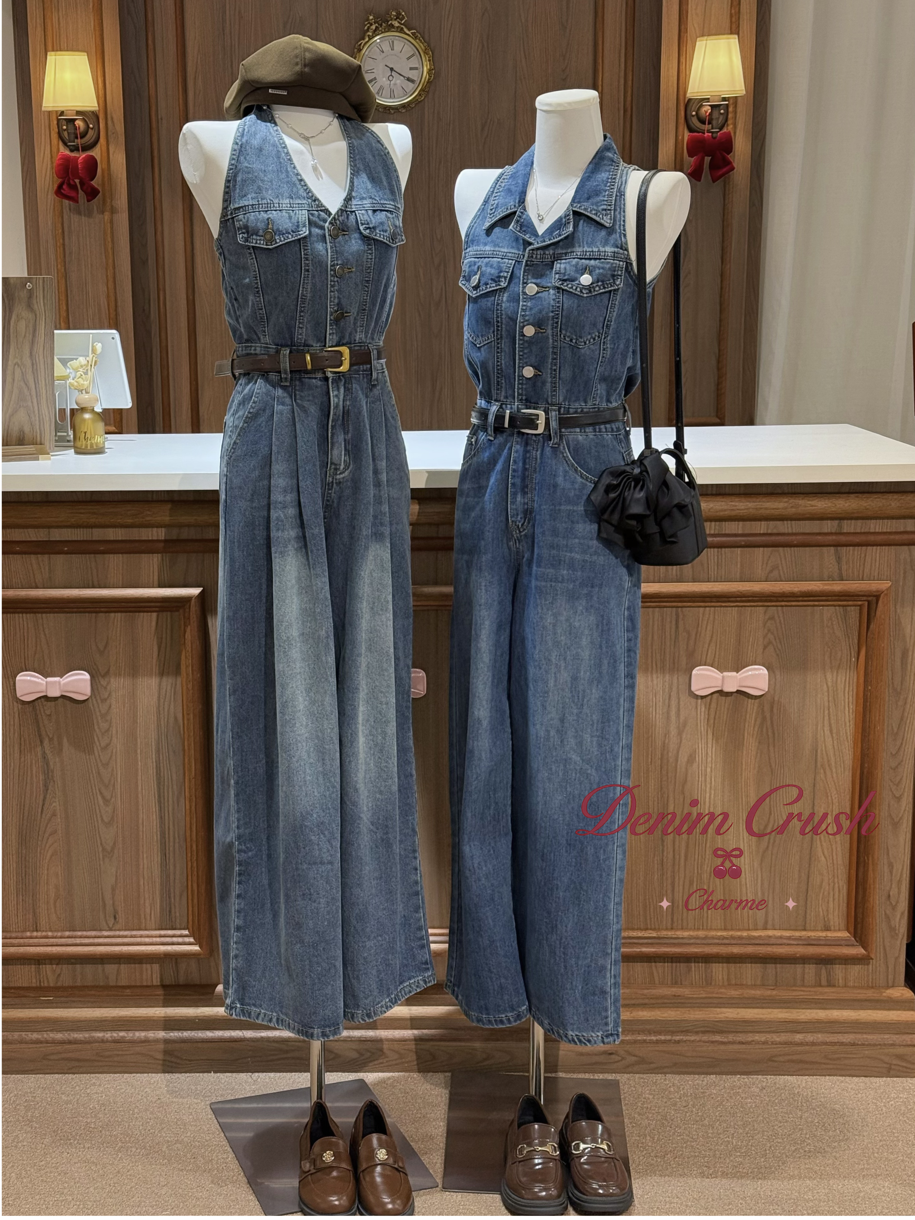 wide leg denim jumpsuit women malaysia