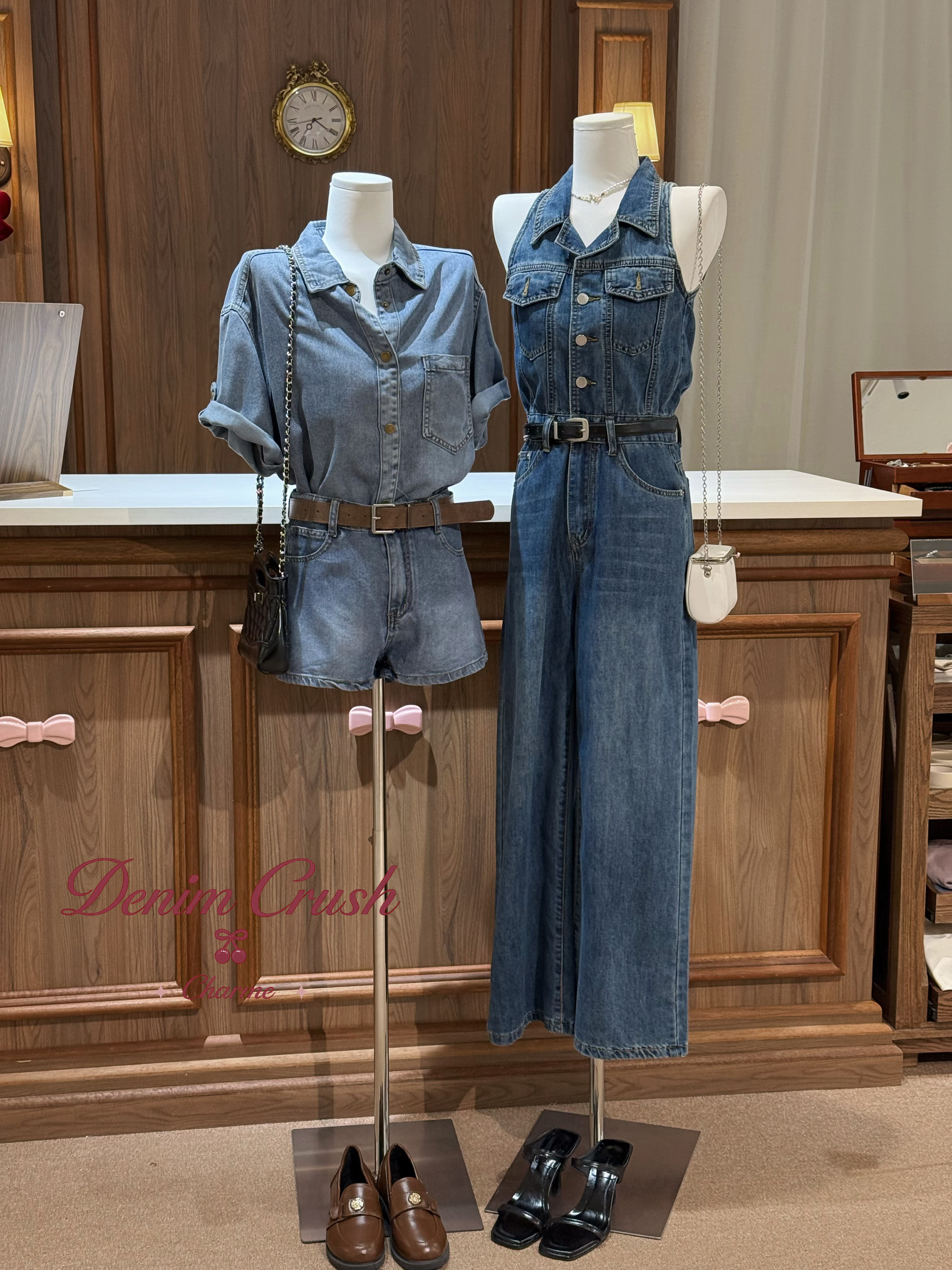 sleeveless denim one piece outfit